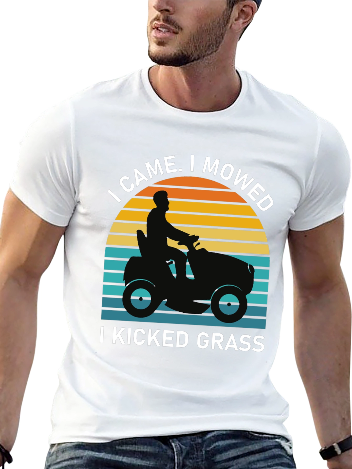 Black I Came I Mowed I Kicked Grass Black T-Shirt view 13