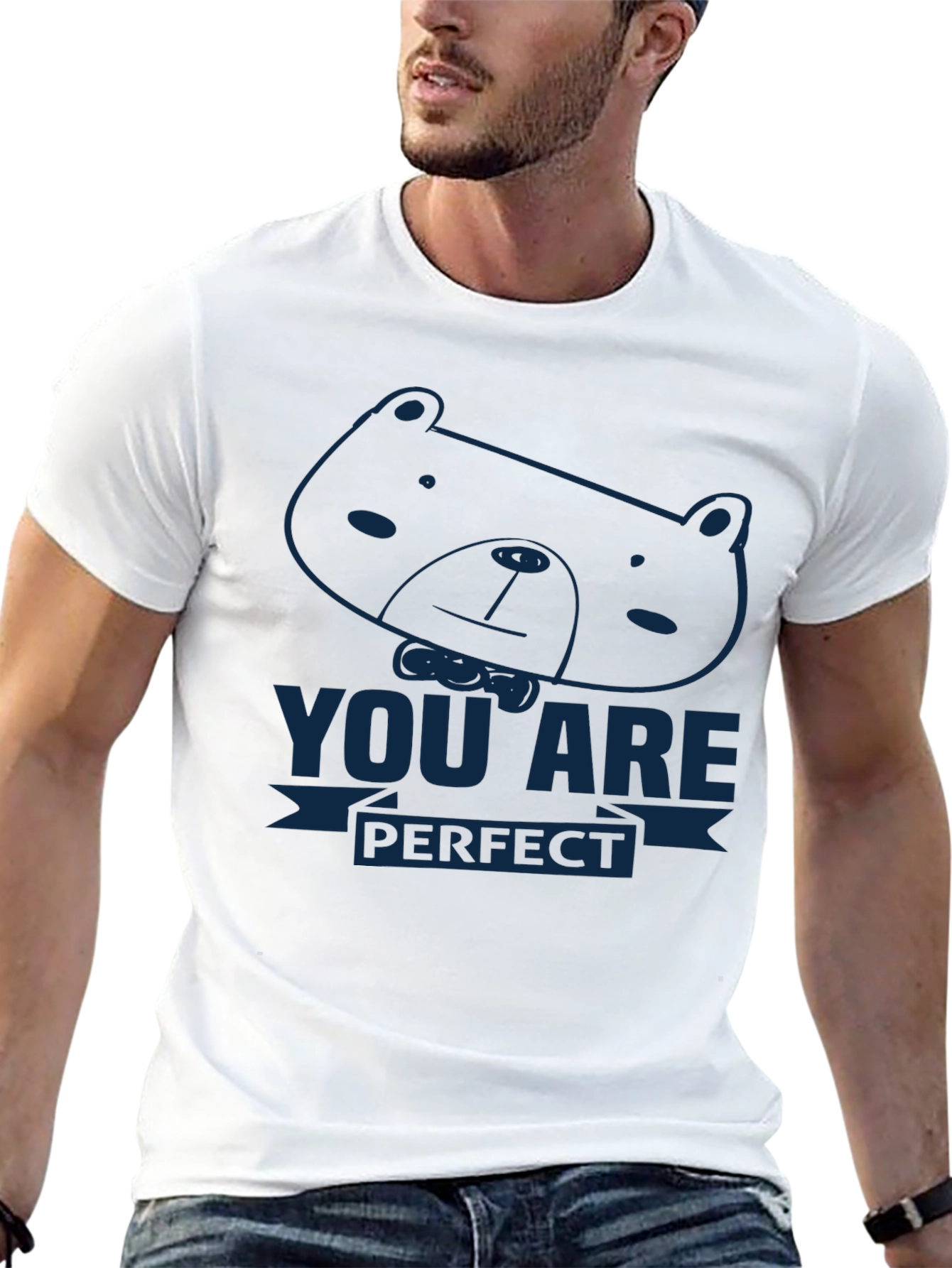 Black You Are Perfect Bear Graphic Tee - Soft Cotton Comfort view 13