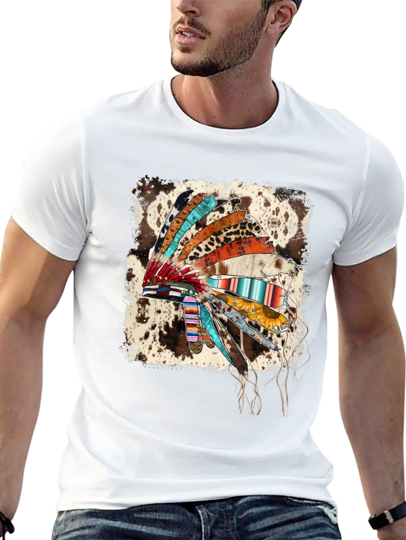 Black Rustic Headdress Graphic Tee - Western Style view 13