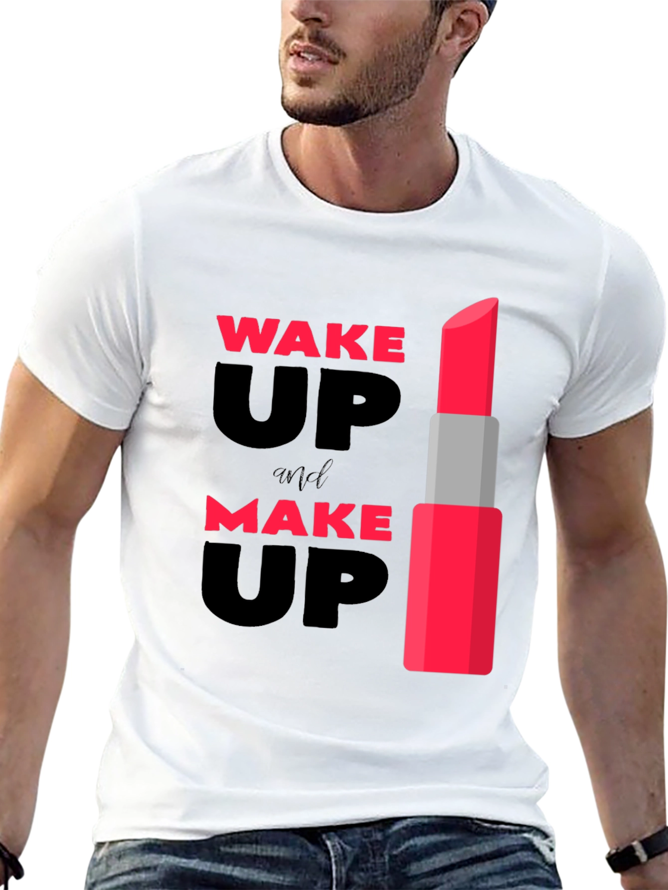 Black Wake Up & Make Up Lipstick Graphic Tee view 13