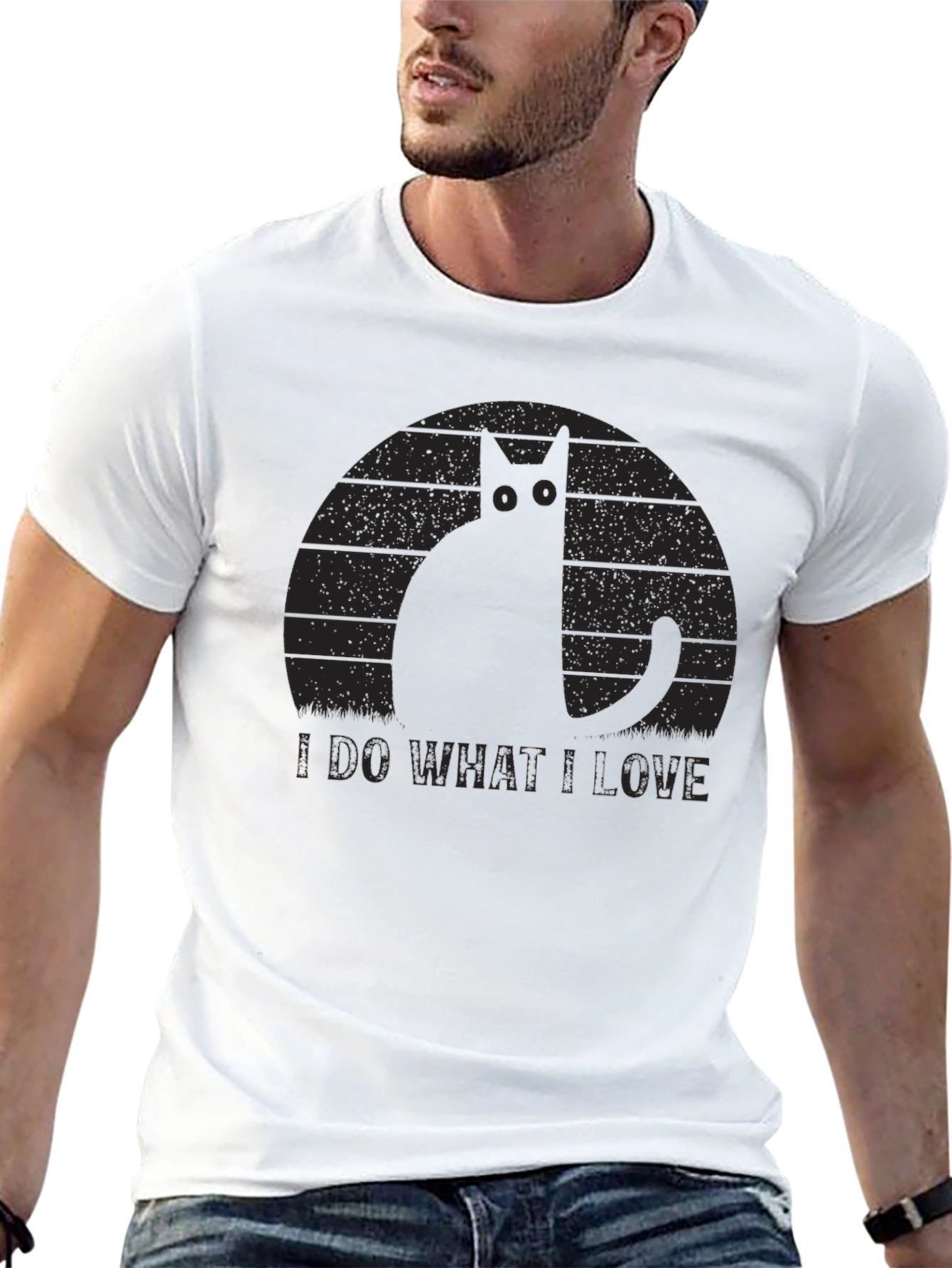 Black I Do What I Love Cat Graphic T-Shirt view 13