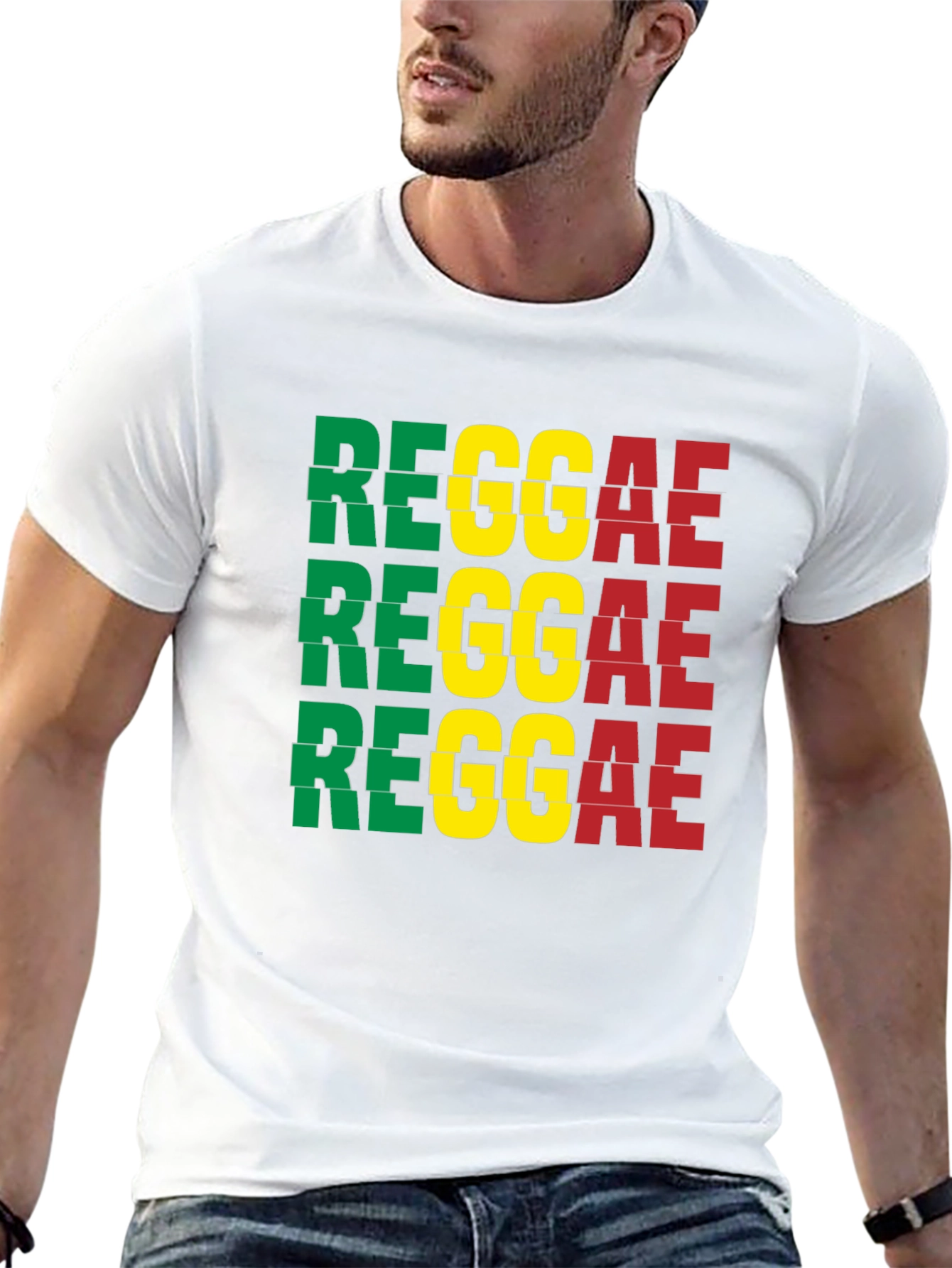 Black Reggae T-Shirt - Green, Yellow, Red view 13