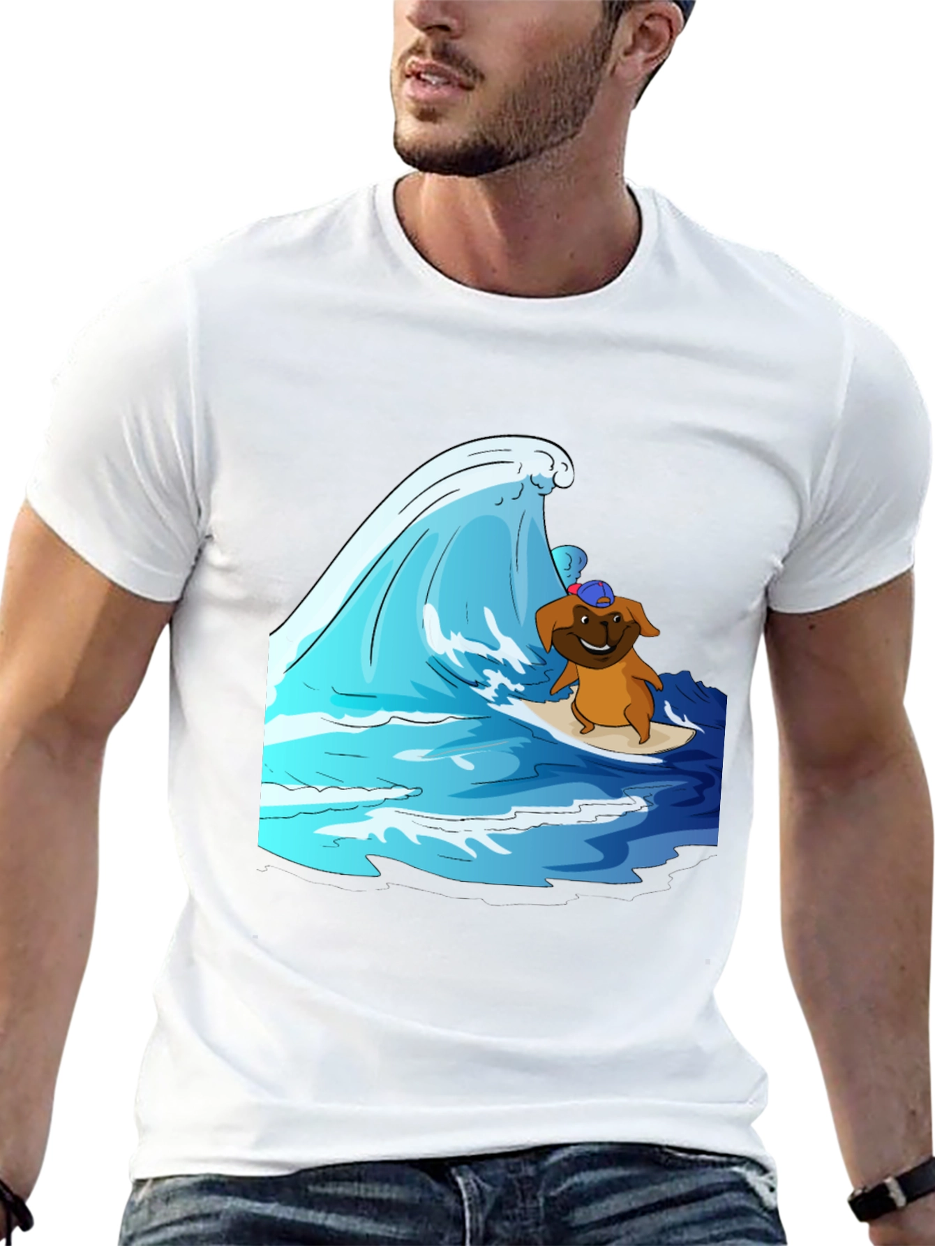 Black Surfing Dog T-Shirt view 13