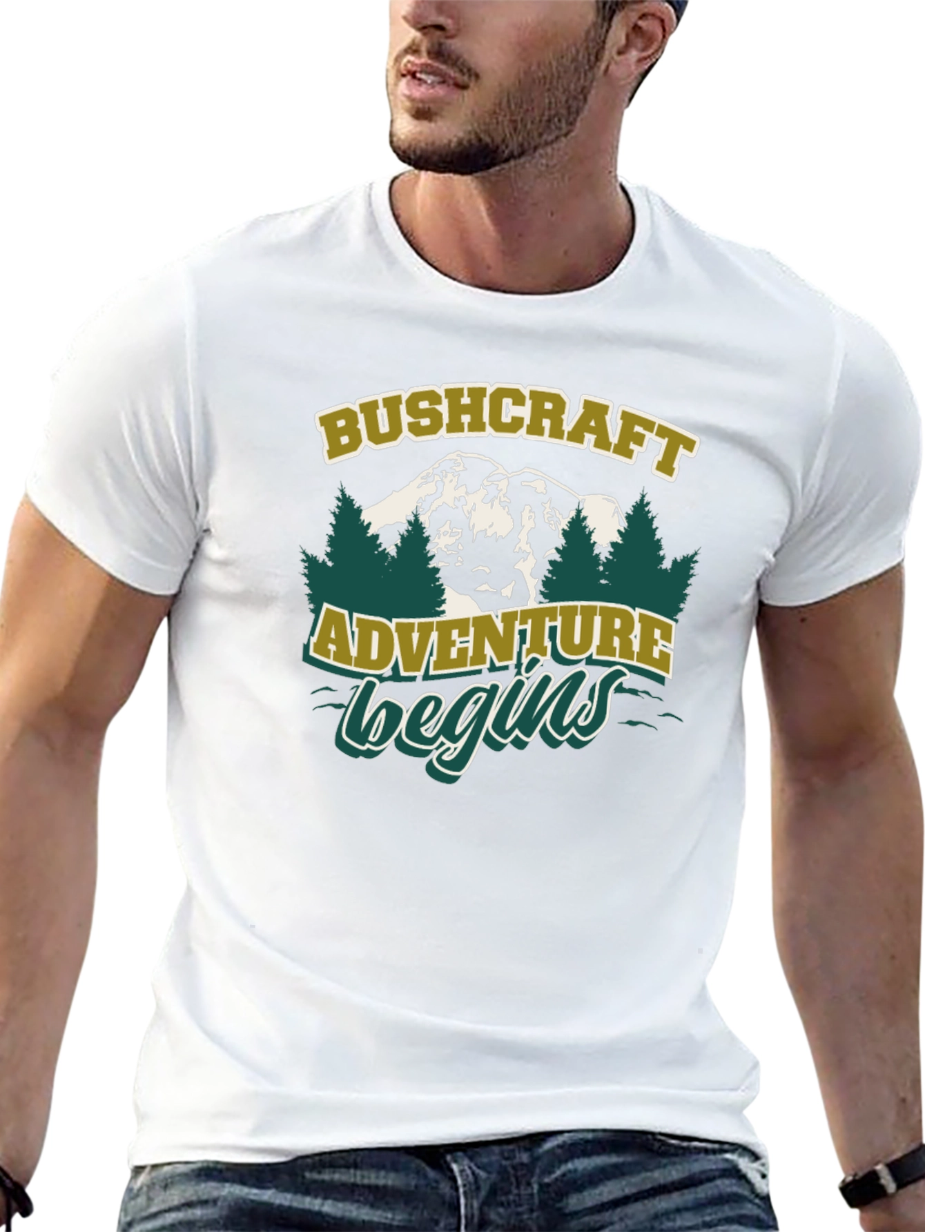 Black Bushcraft Adventure Begins Graphic T-Shirt view 13