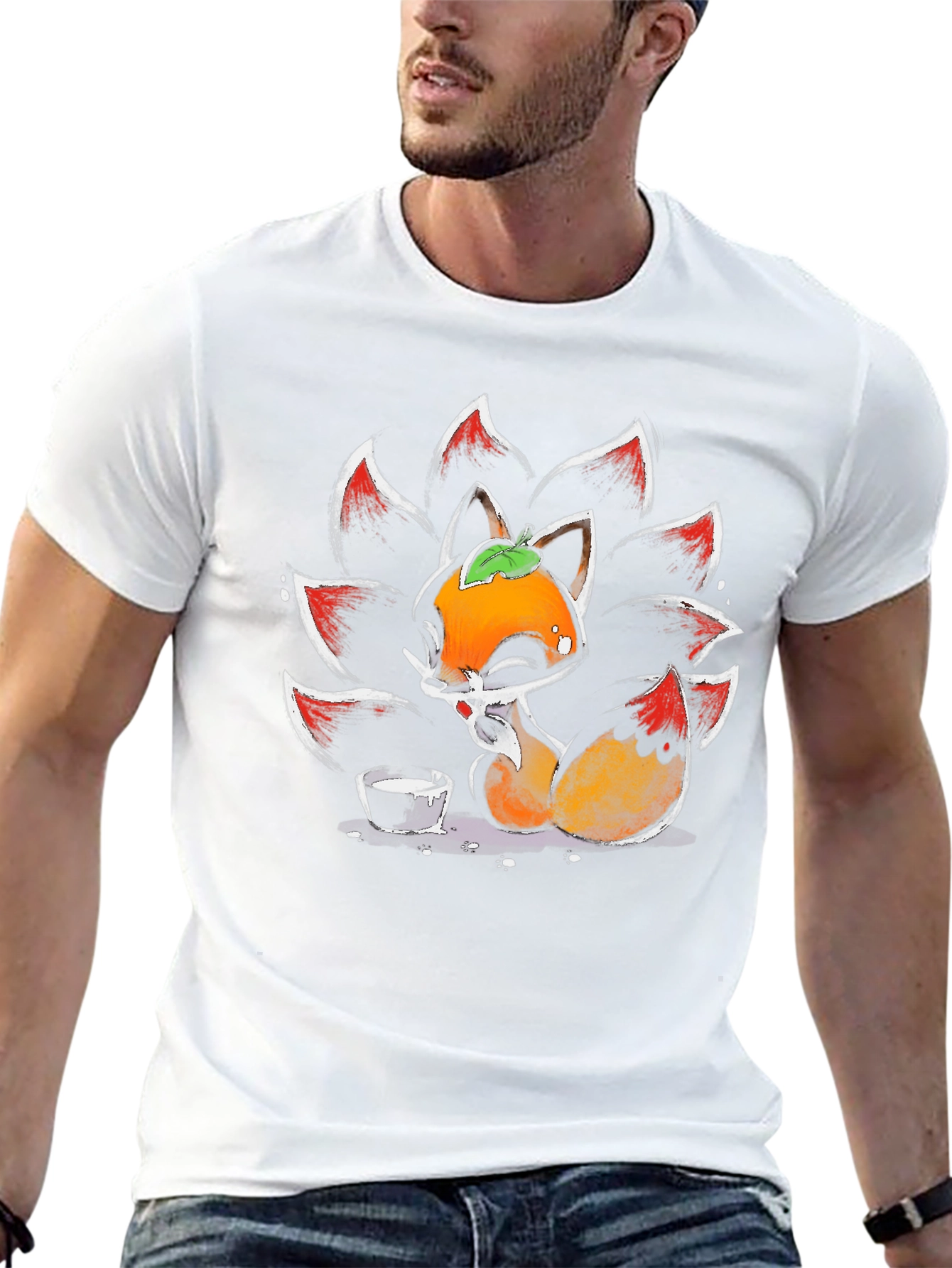 Black Nine-Tailed Fox Graphic Tee view 13