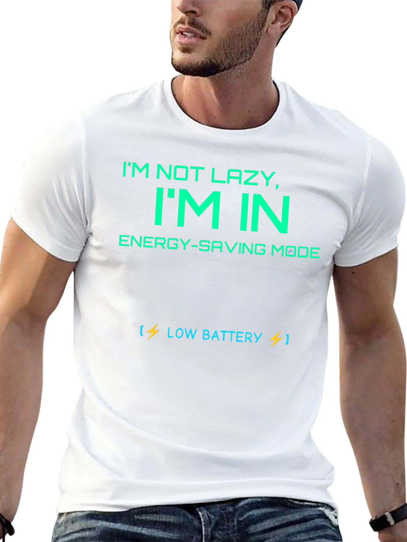 Black Funny "I'm Not Lazy" Graphic Tee view 13