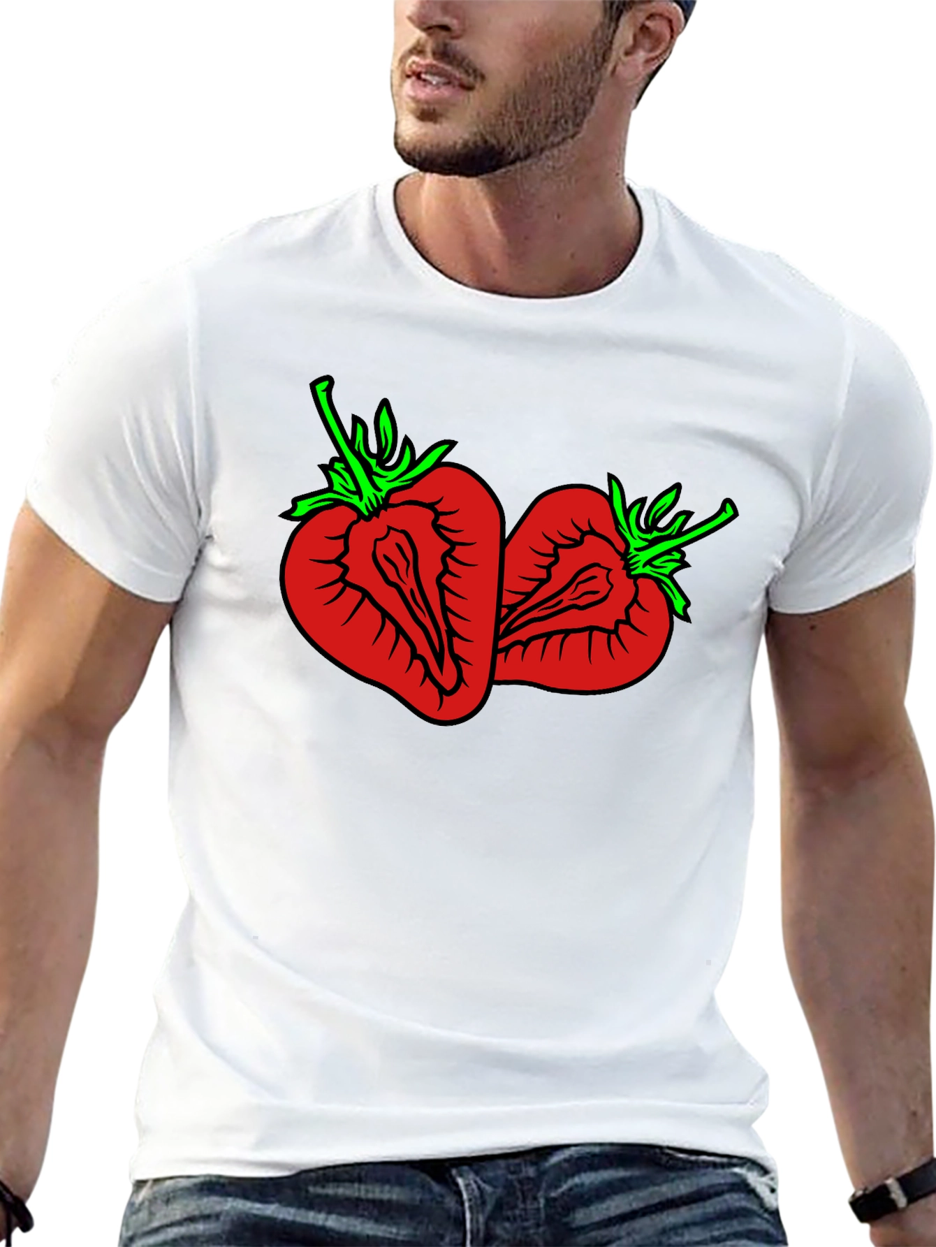 Black Strawberry Graphic Tee - Unisex Black T-Shirt view 13