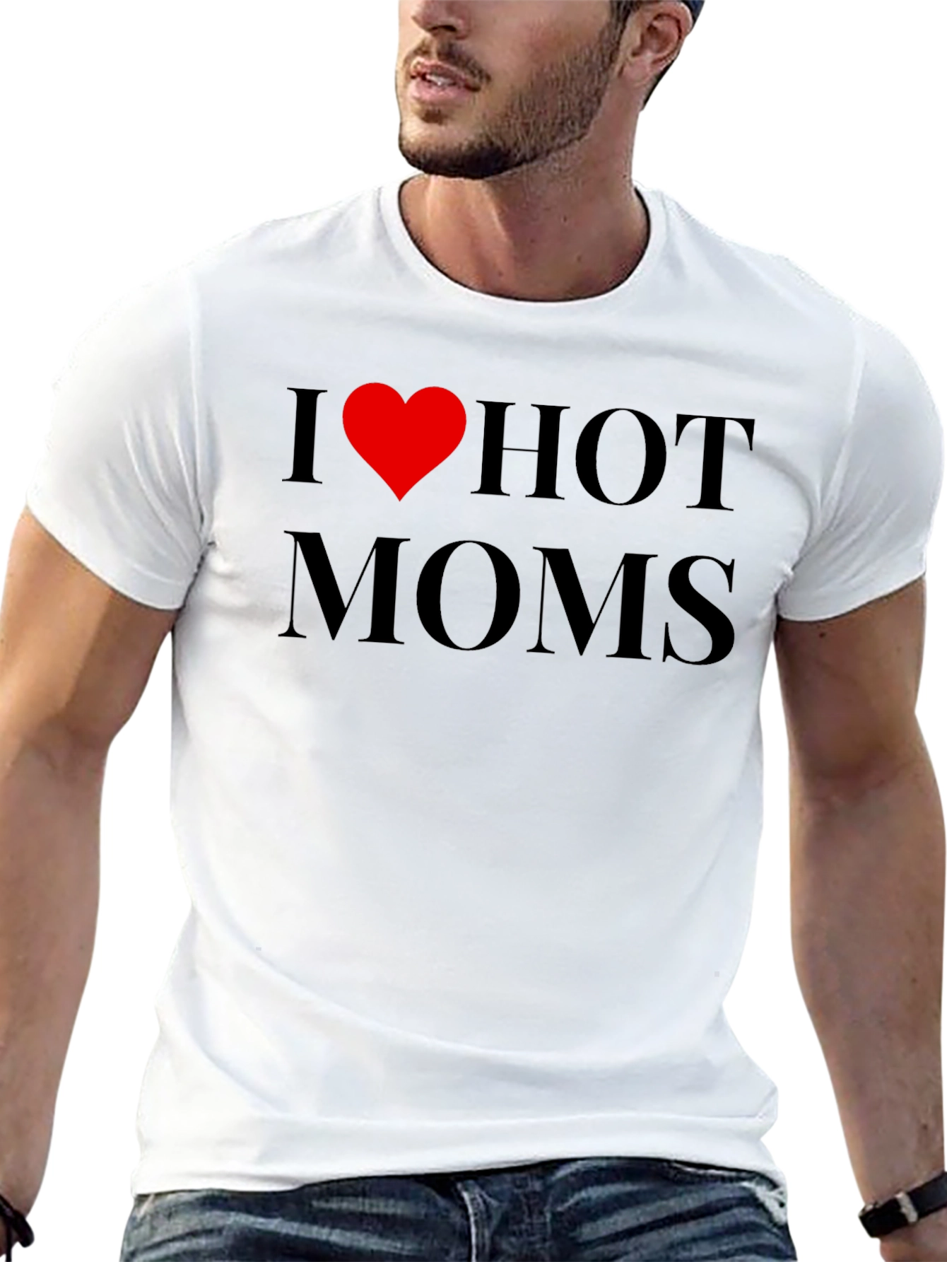 Black I Heart Hot Moms Graphic Tee - Adult Humor Novelty T-Shirt view 13