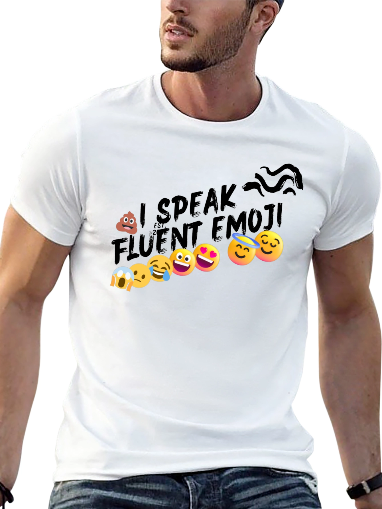 Black I Speak Fluent Emoji Graphic T-Shirt view 13