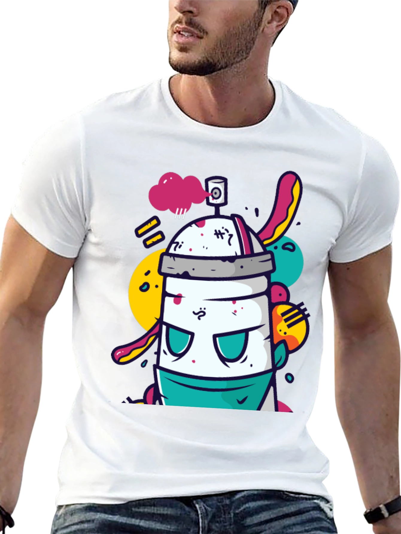 Black Funky Spray Can Graphic T-Shirt view 13