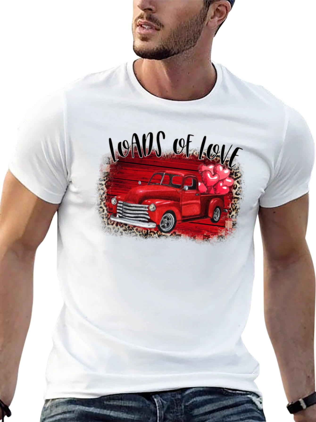 Black Loads of Love Valentine's Truck T-Shirt view 13