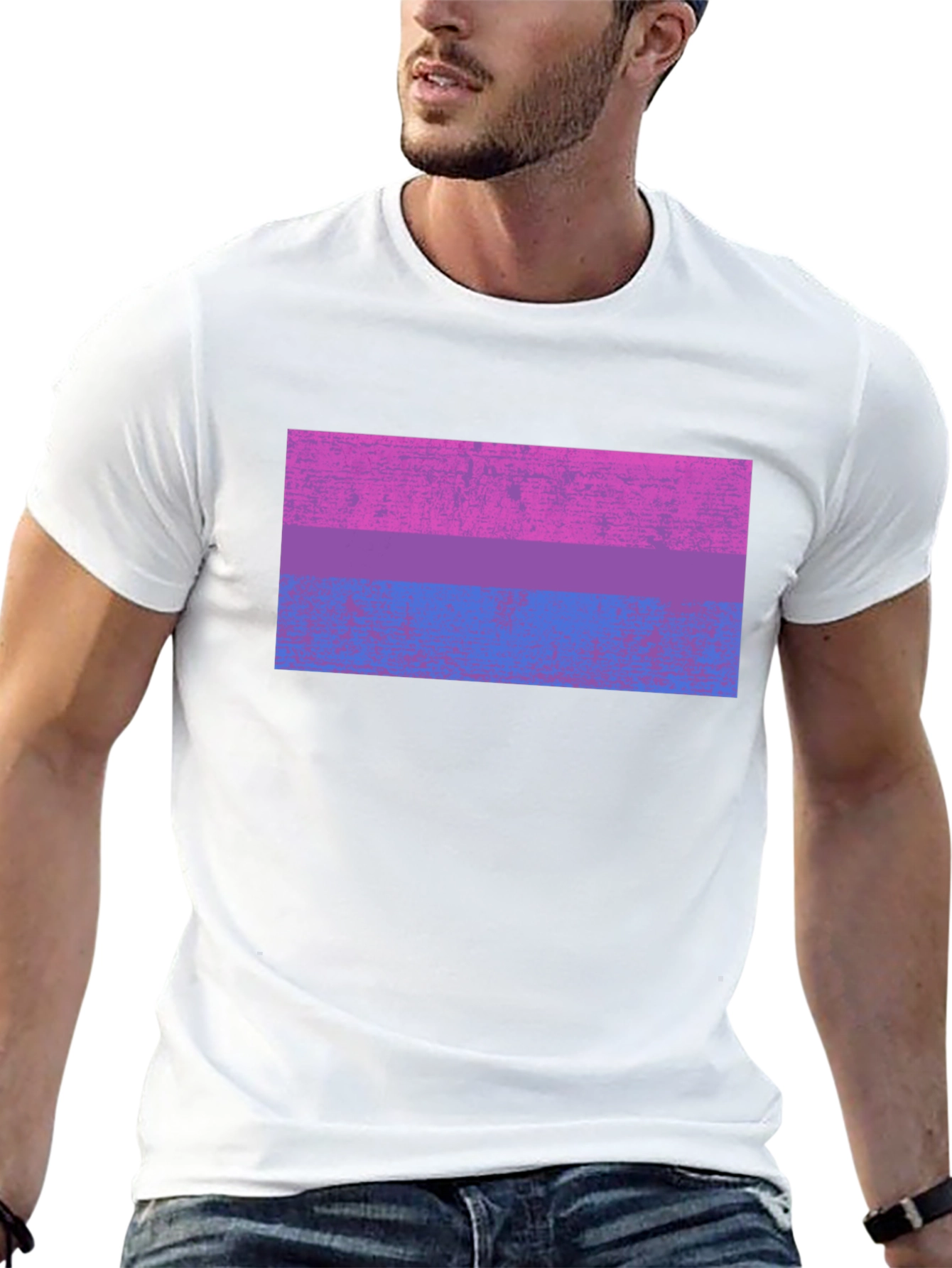 Black Bisexual Pride Flag Graphic Tee - Black Cotton Blend view 13