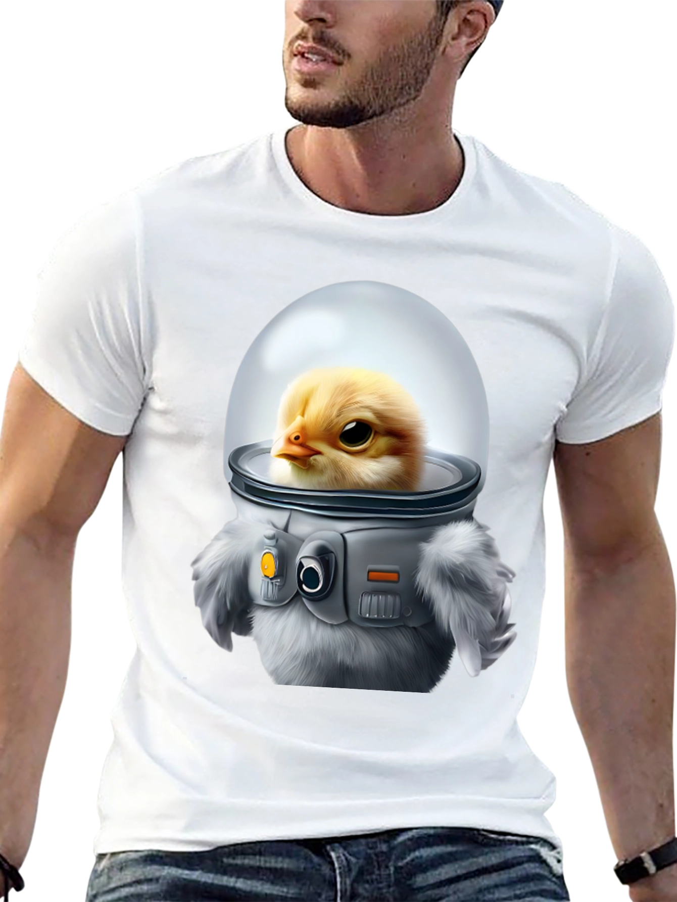 Black Chick in Space Suit Graphic T-Shirt view 13