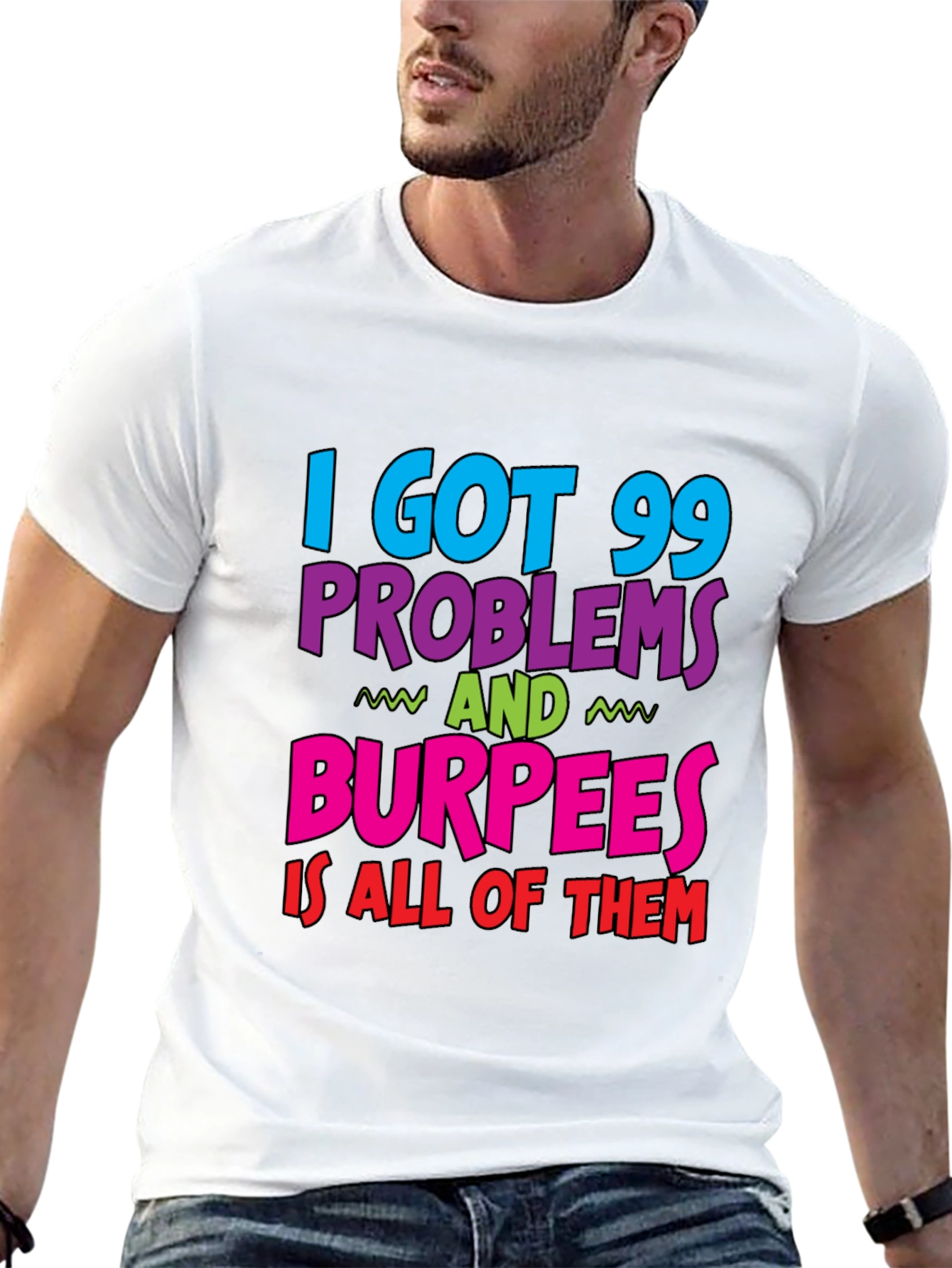 Black 99 Problems Burpees T-Shirt Funny Workout view 13