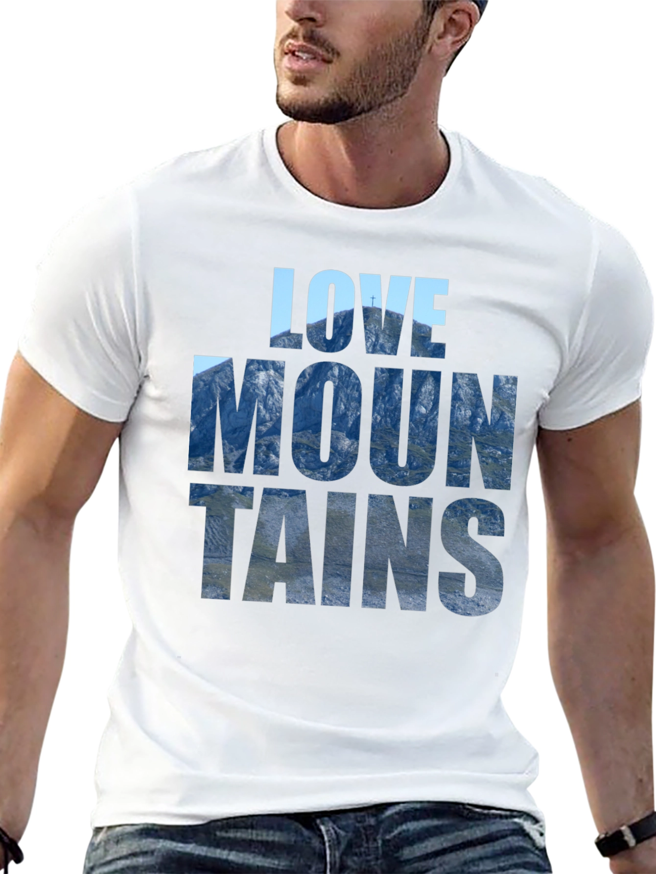 Black Love Mountains Graphic Tee - Nature Inspired Black T-Shirt view 13