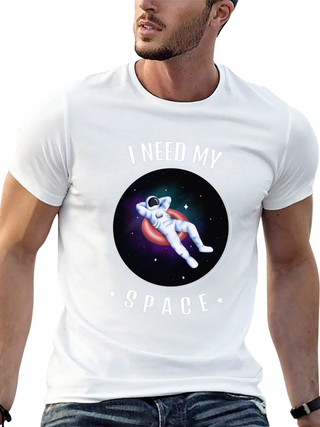 Black I Need My Space Astronaut Graphic T-Shirt view 13