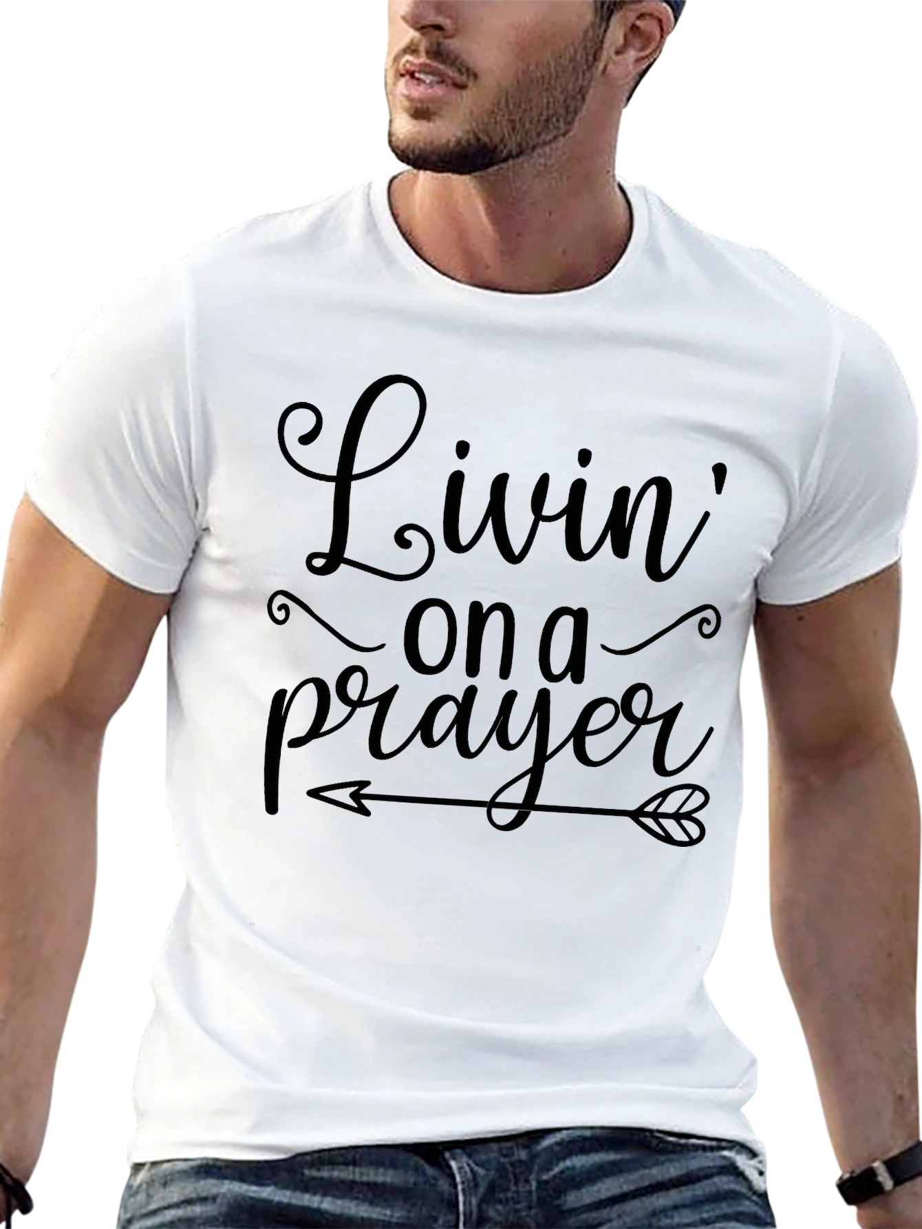 Black Livin' on a Prayer Graphic T-Shirt - Soft Cotton Tee view 13