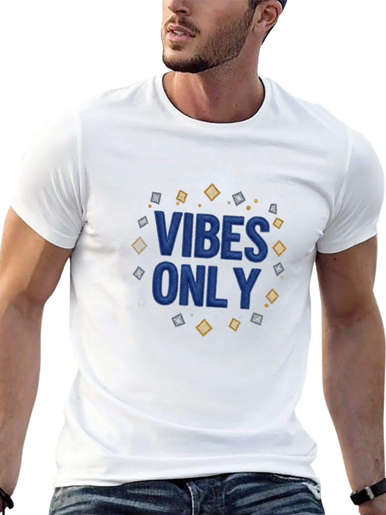 Black Vibes Only Graphic Tee - Men's Black Casual T-Shirt view 13