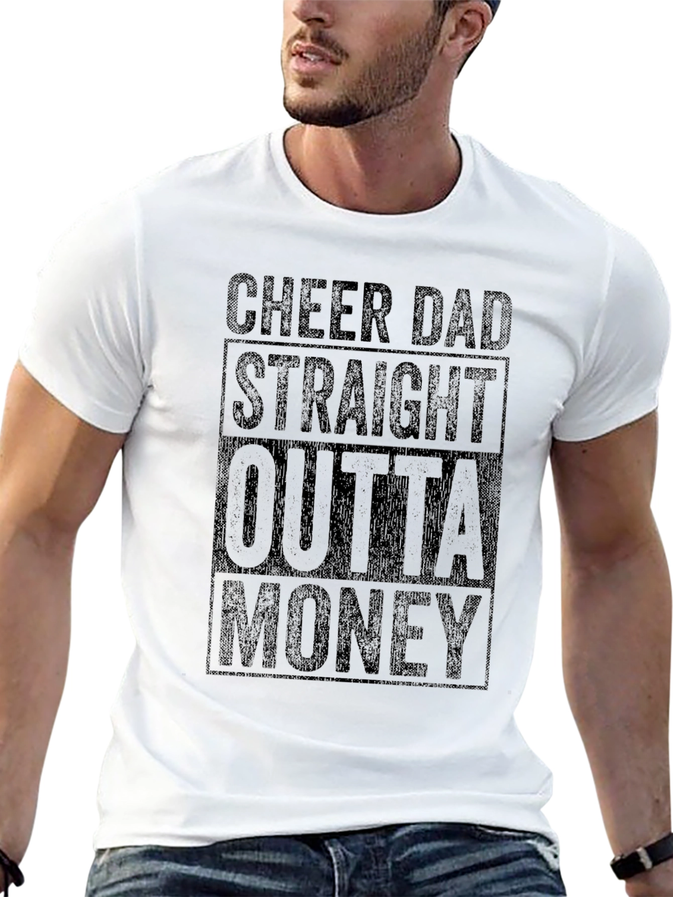 Cheer Dad Straight Outta Money Black Tee - 13