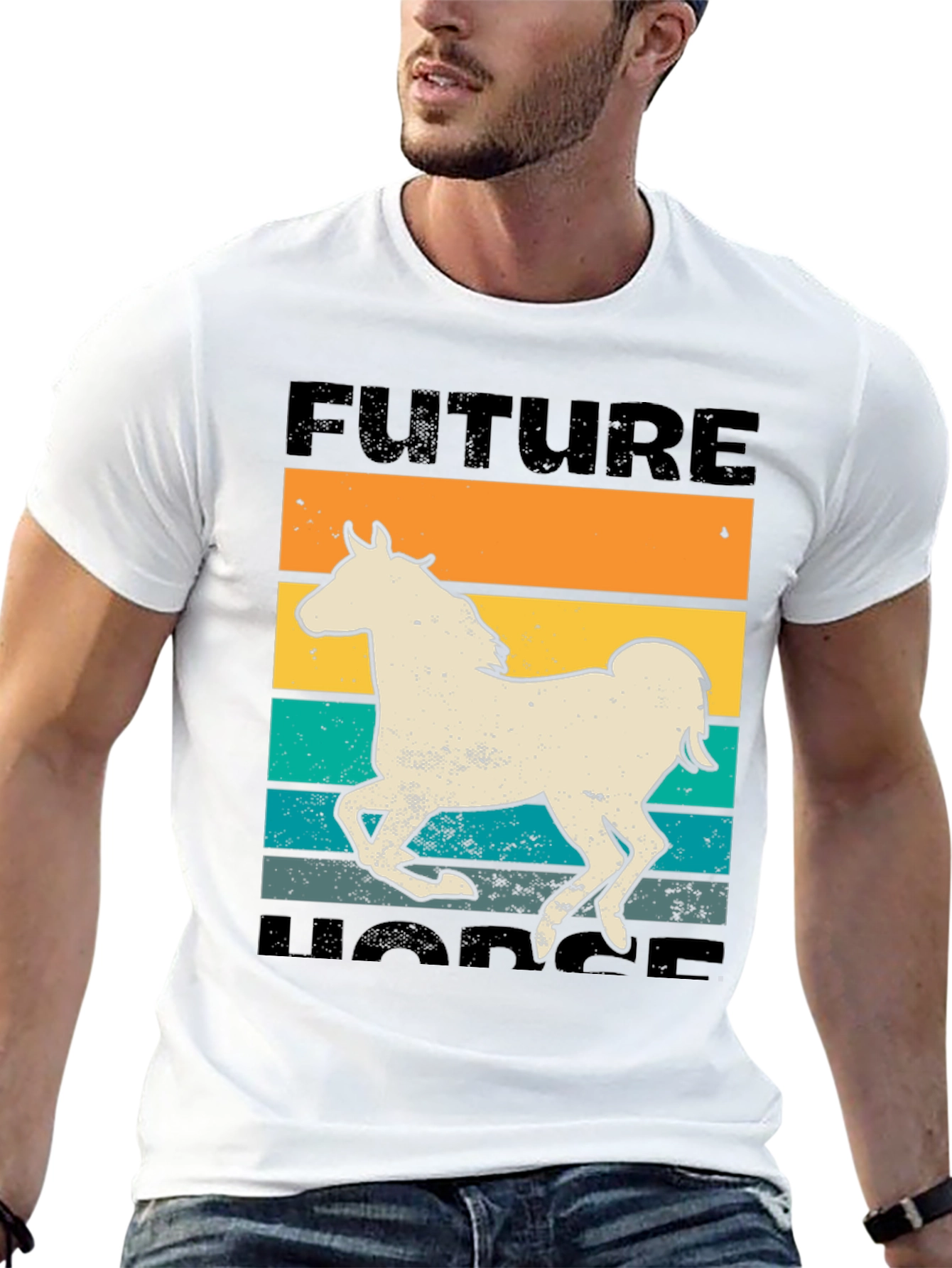 Black Future Horse T-Shirt - Retro Equestrian Design view 13