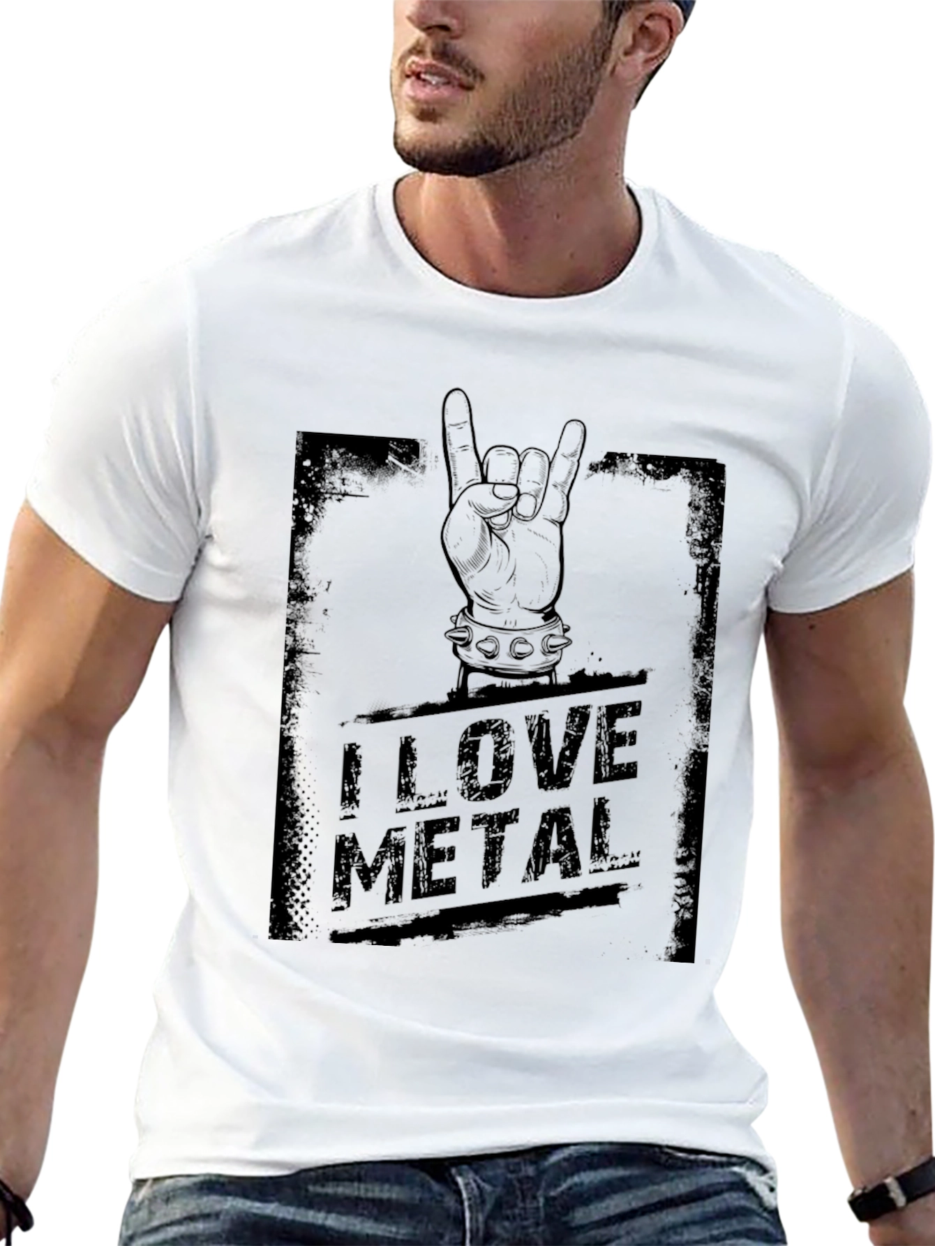 Black I Love Metal Black T-Shirt view 13