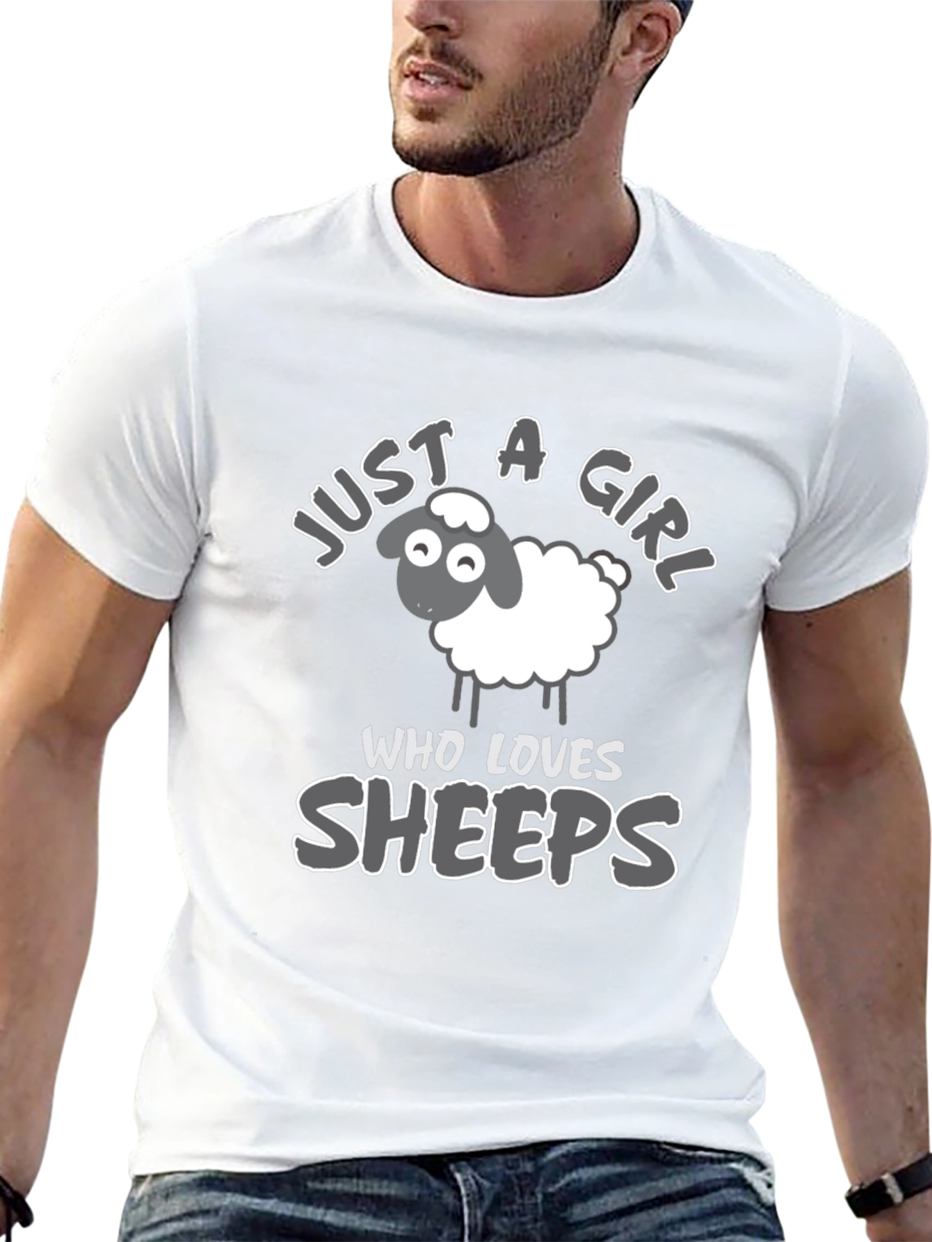 Black Just A Girl Who Loves Sheep T-Shirt view 13