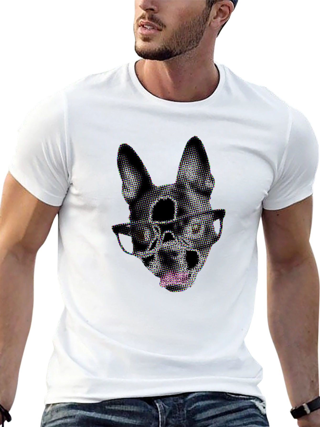 Black Dog Skull Graphic Tee - Black Crew Neck view 13