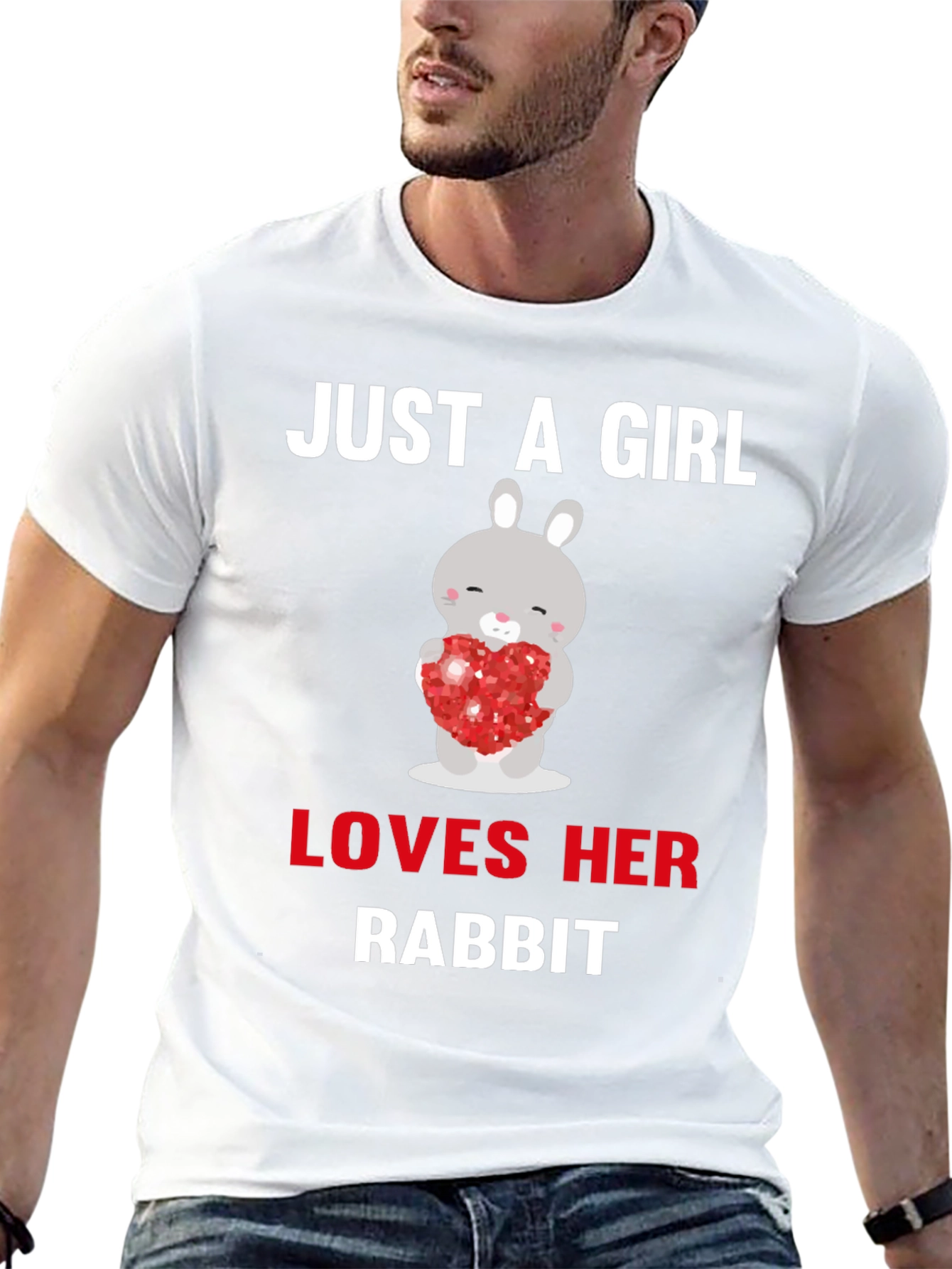 Black Just A Girl Loves Her Rabbit T-Shirt view 13