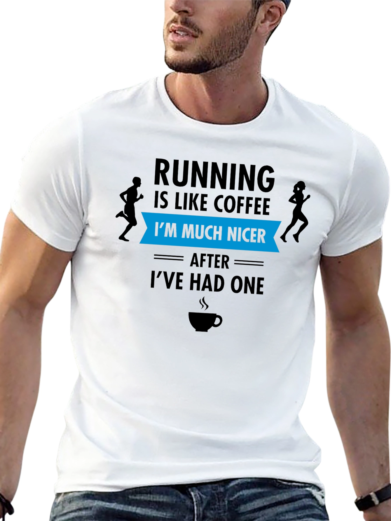 Black Running Coffee T-Shirt: I'm Much Nicer After One view 13