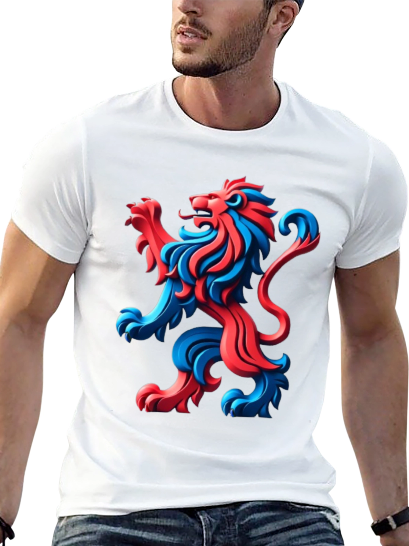 Black Bold Lion Graphic Tee - Black Cotton T-Shirt view 13