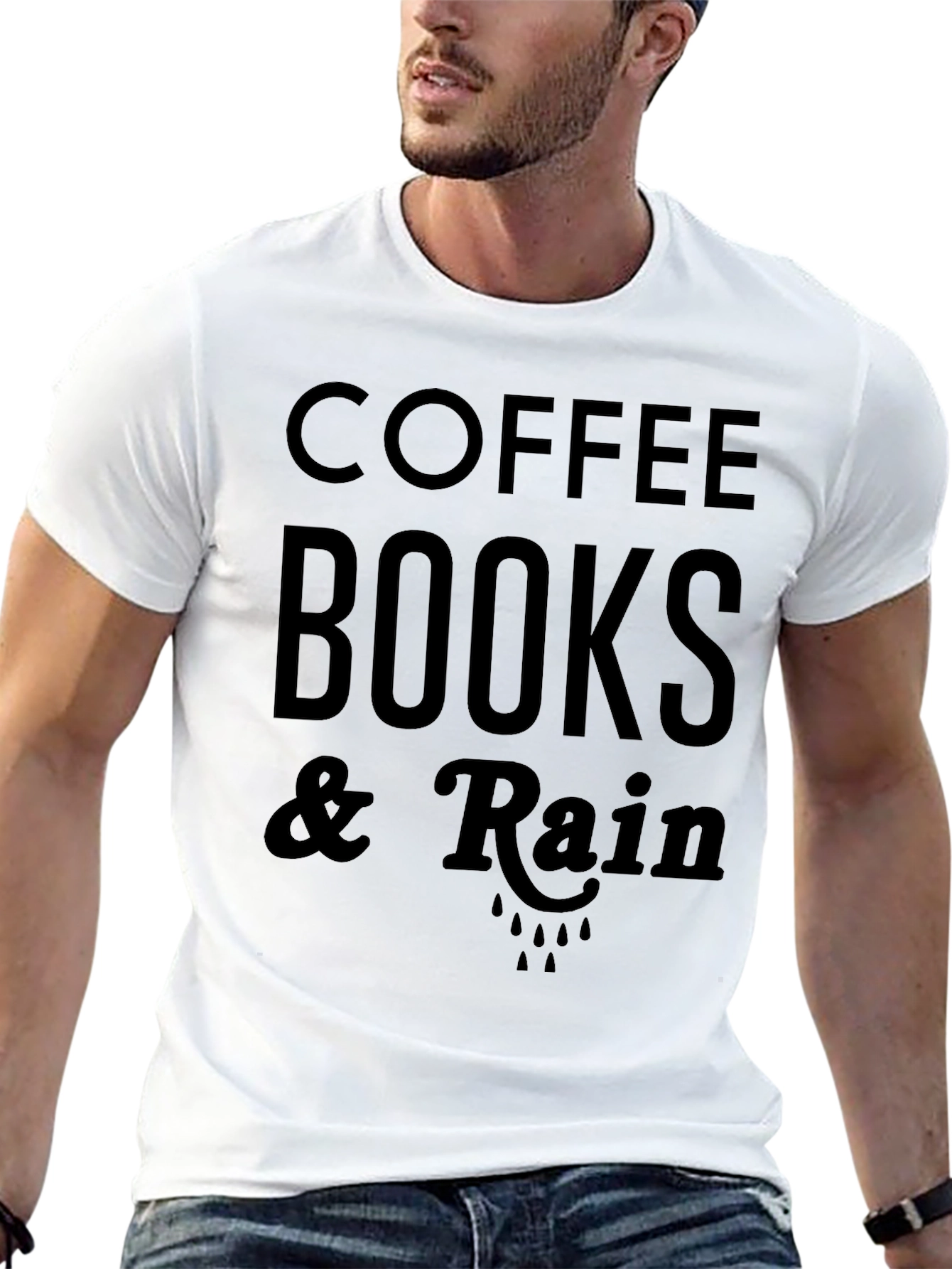 Black Coffee Books & Rain Graphic Tee - Soft Cotton Blend view 13