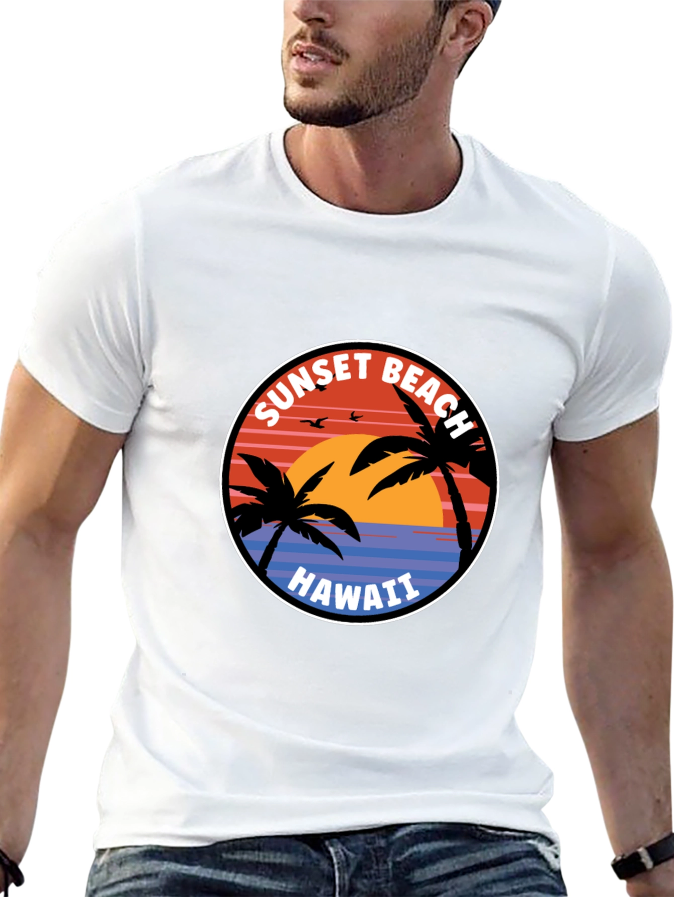 Black Sunset Beach Hawaii T-Shirt view 13