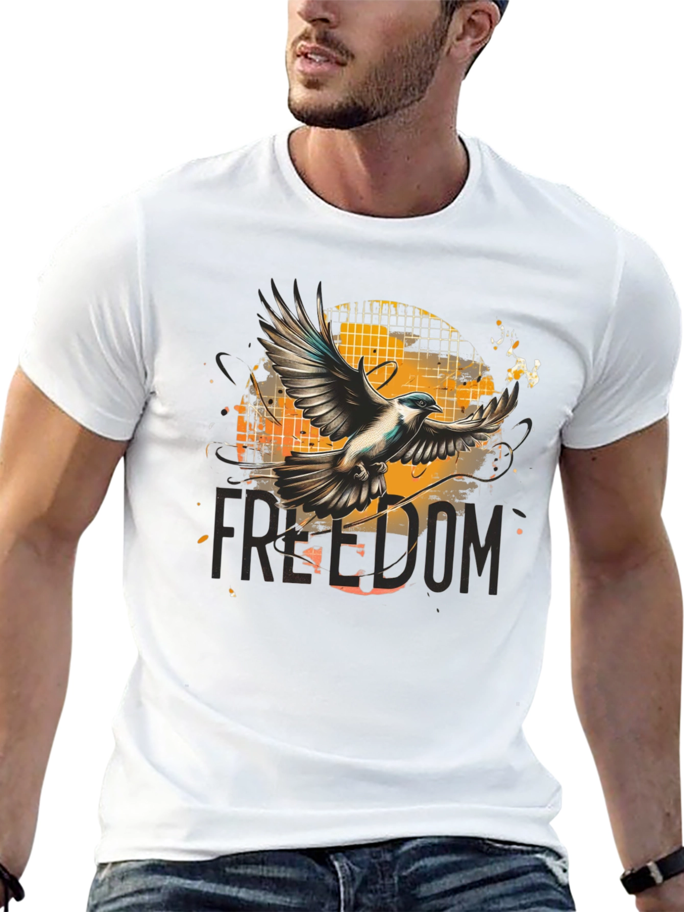 Black Freedom Bird Graphic T-Shirt view 13