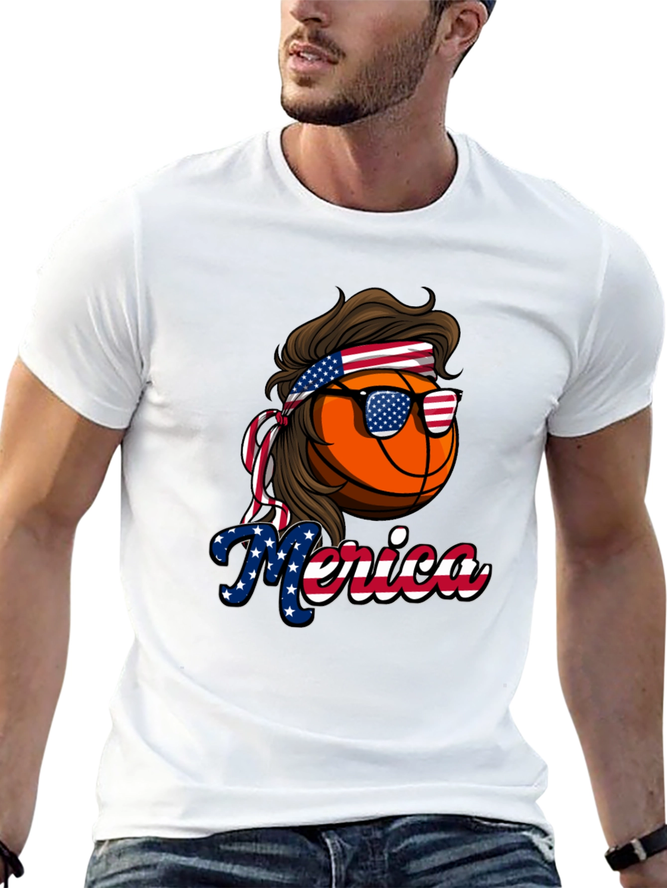 Black Basketball Merica T-Shirt, Patriotic Tee view 13