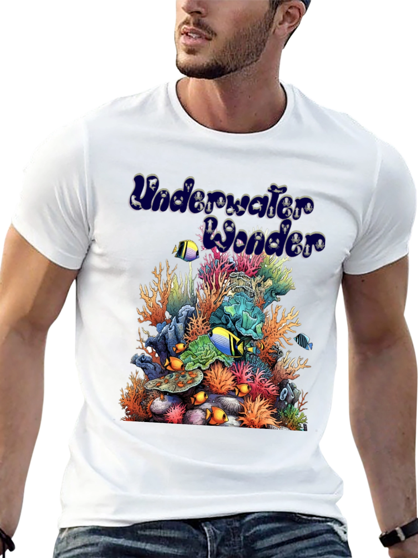 Black Underwater Wonder Graphic Tee - Black Cotton Casual Shirt view 13