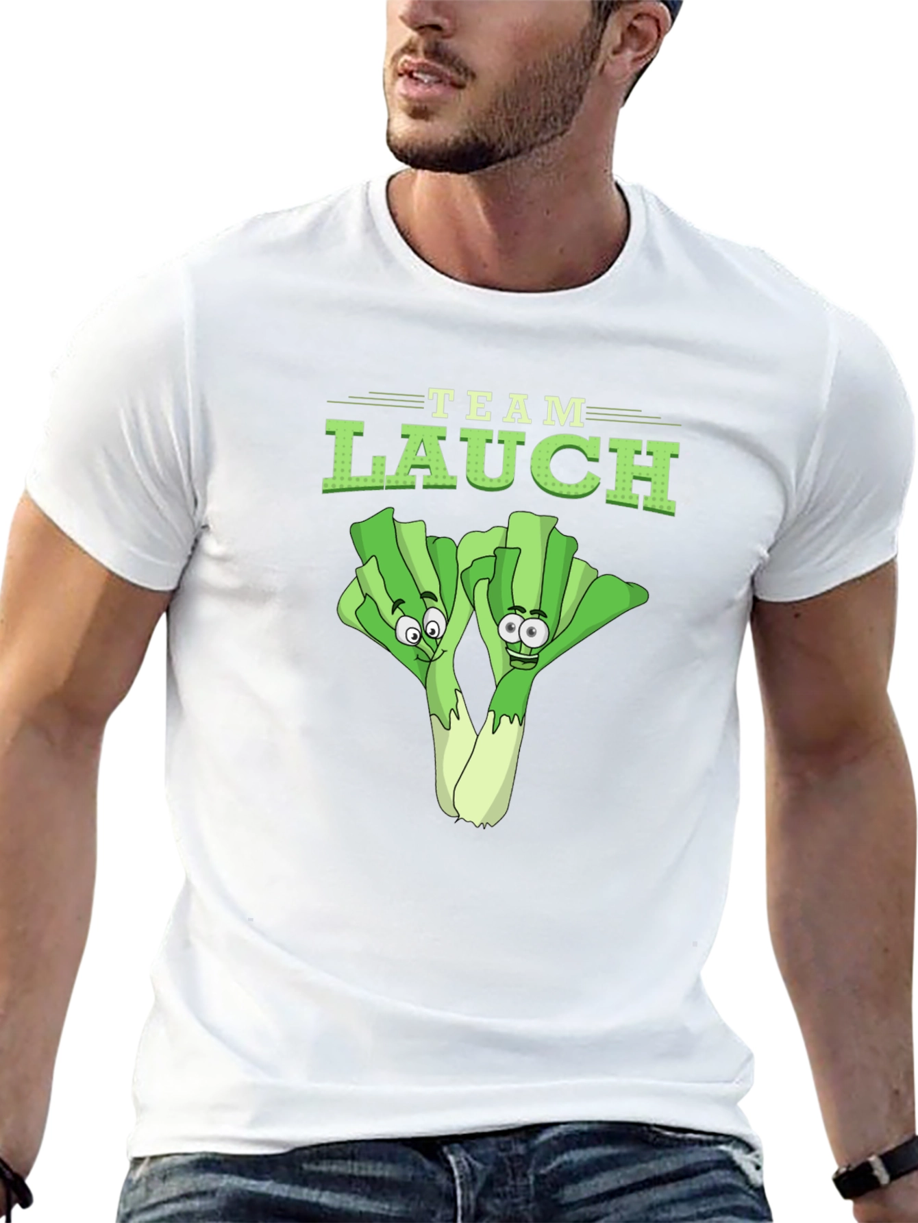 Team Lauch Funny Leek Cartoon Graphic T-Shirt - 13