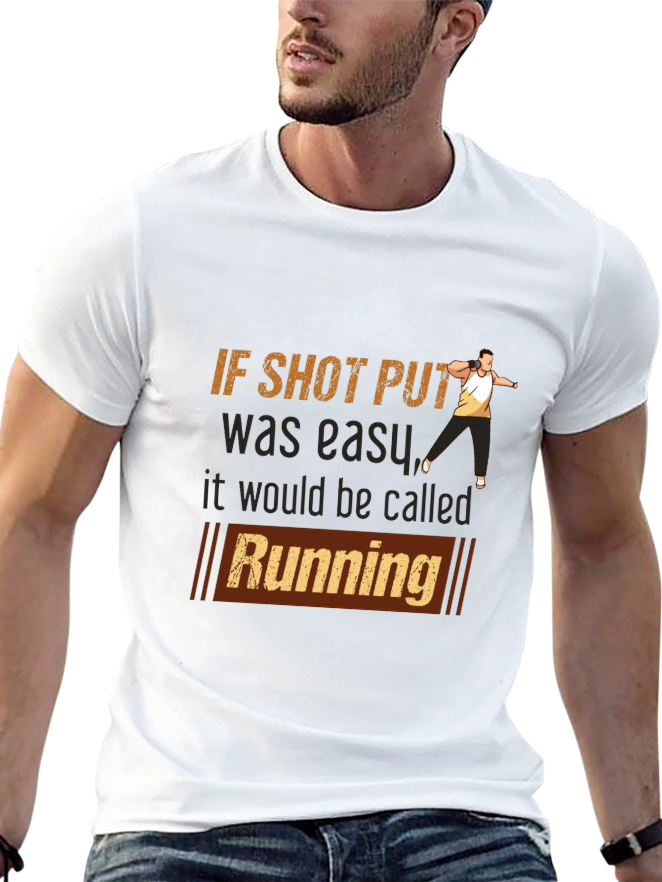 Black Funny Shot Put T-Shirt - If Shot Put Was Easy, It Would Be Called Running view 13