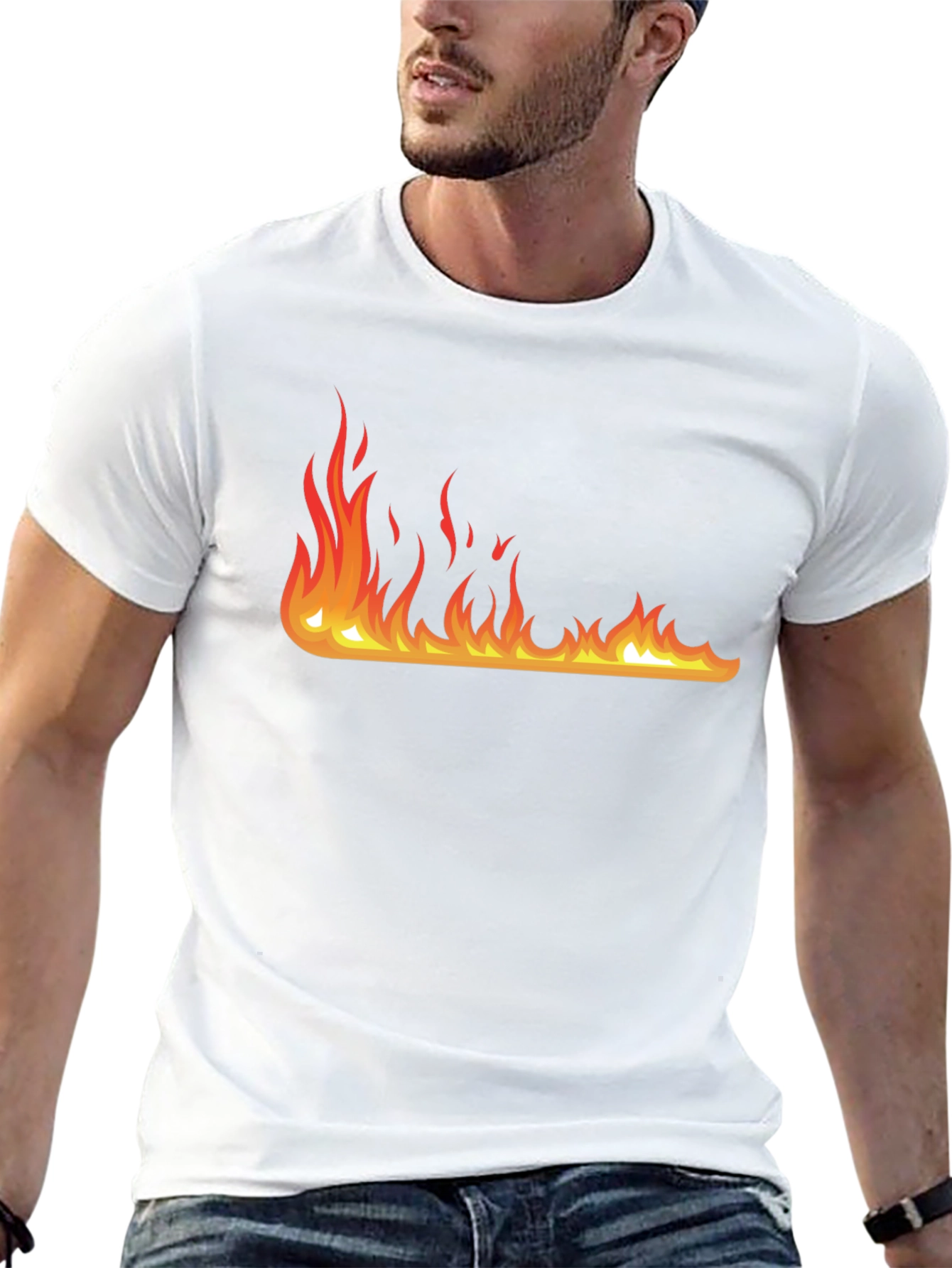 Black Fire Graphic Black T-Shirt - Bold Design, Casual Wear view 13