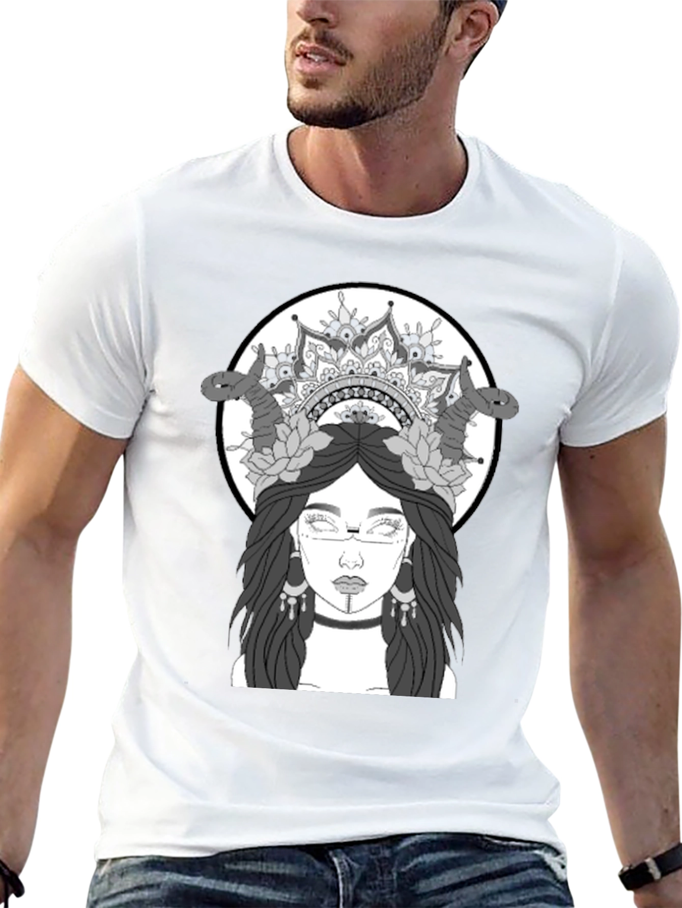 Black Graphic Tee - Mystic Woman Design view 13