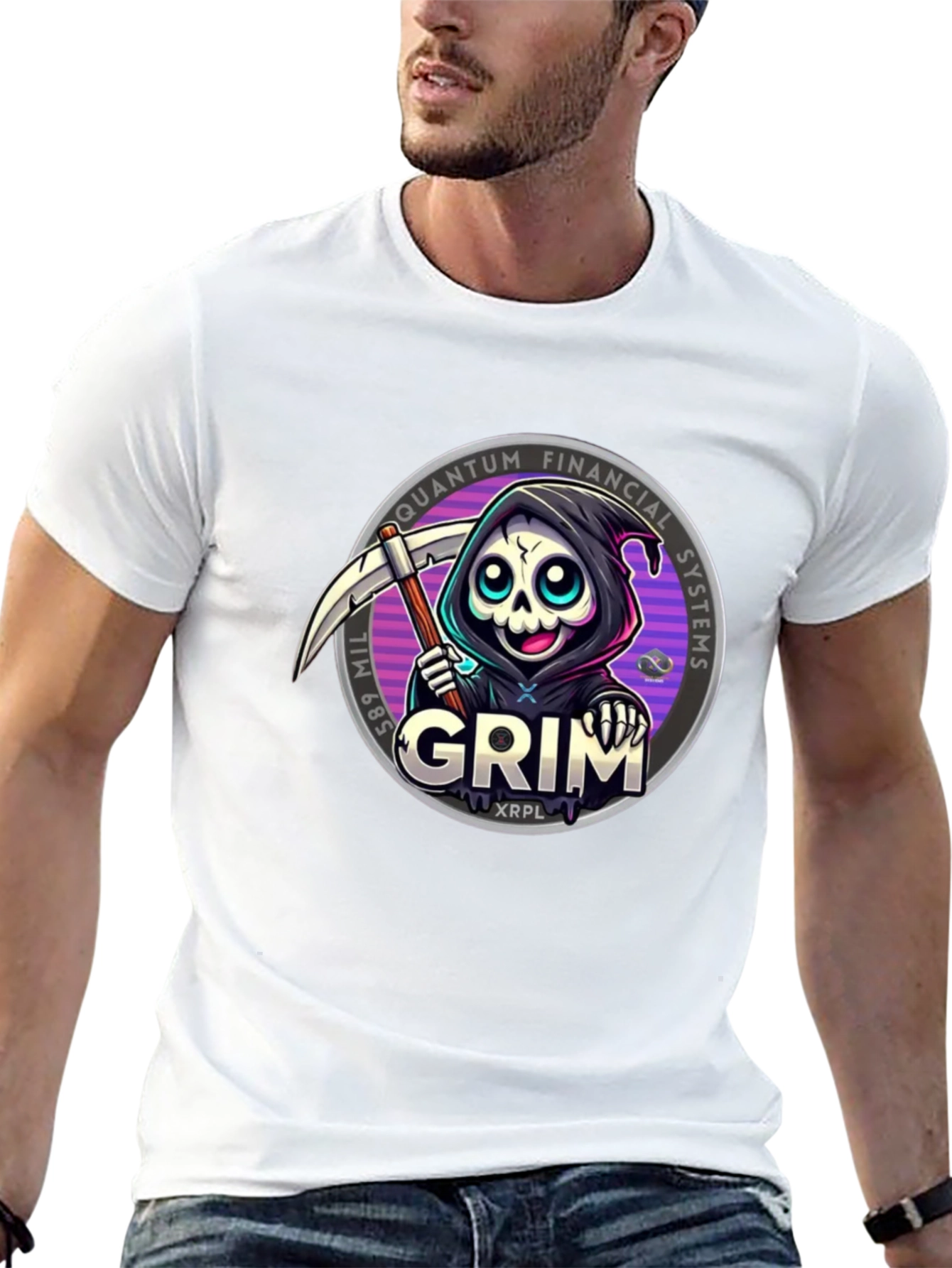 Black Grim Reaper Crypto T-Shirt - Quantum Financial Systems view 13