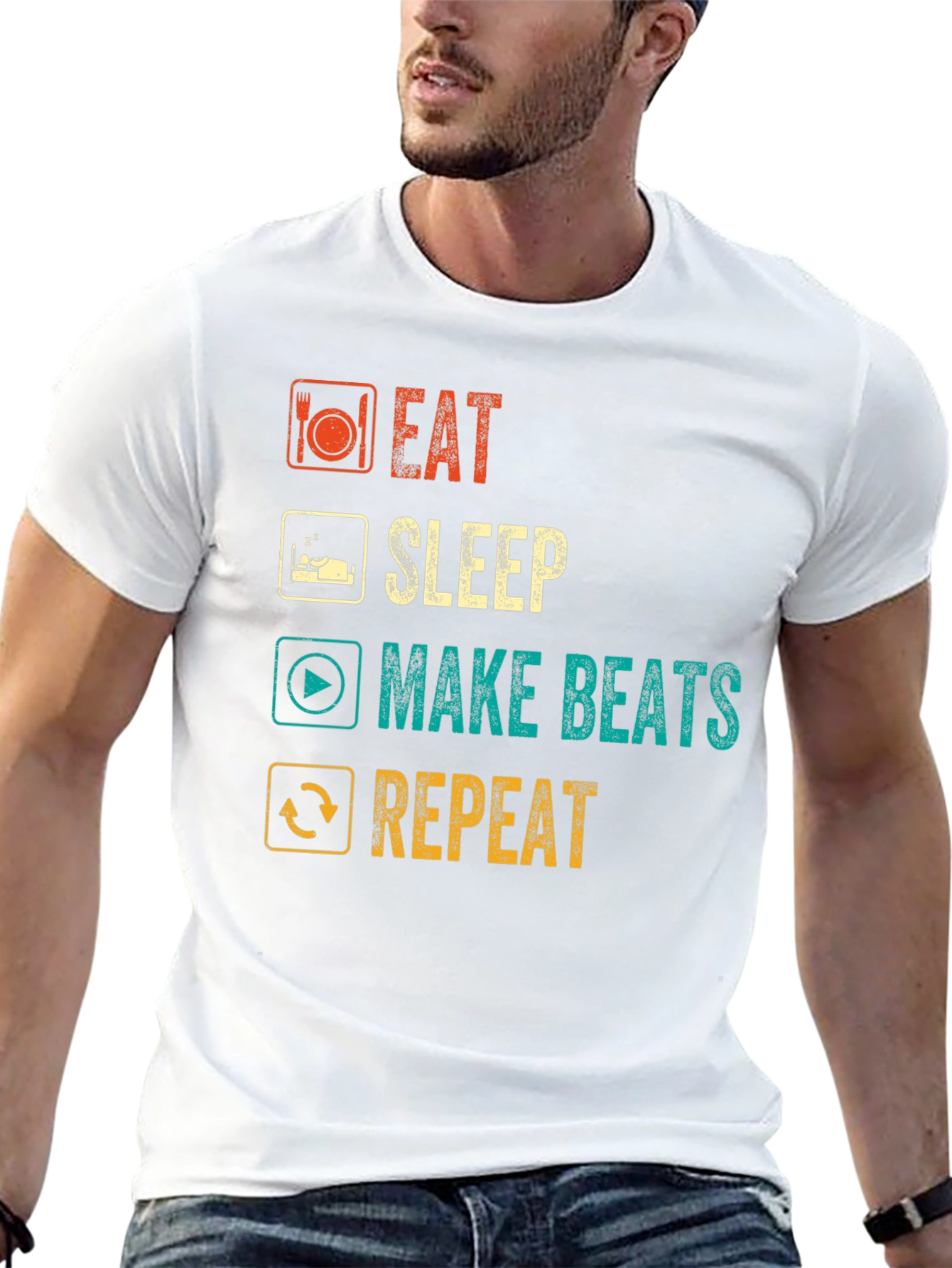 Black Eat Sleep Make Beats Repeat T-Shirt view 13