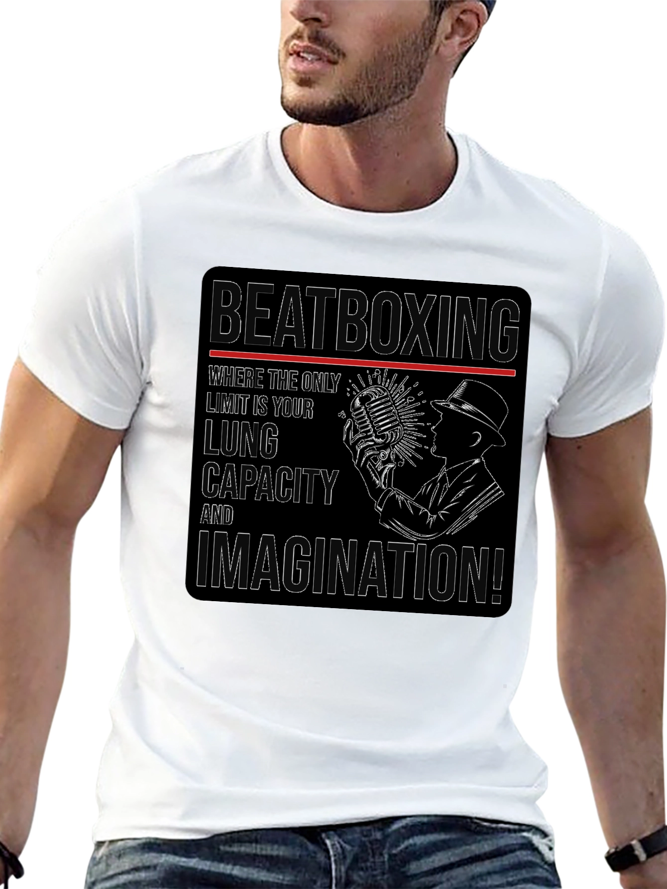 Black Beatboxing Lung Capacity Imagination T-Shirt view 13