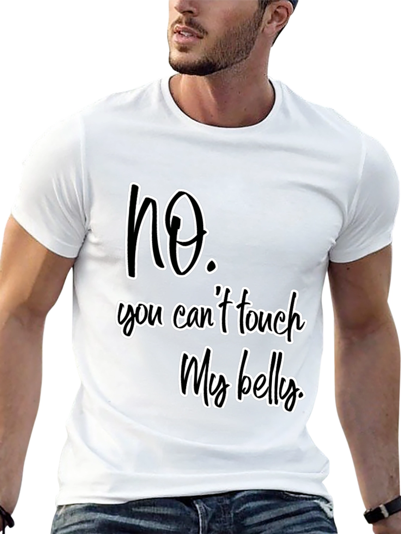 Black No Touch My Belly Graphic Tee - Unisex view 13