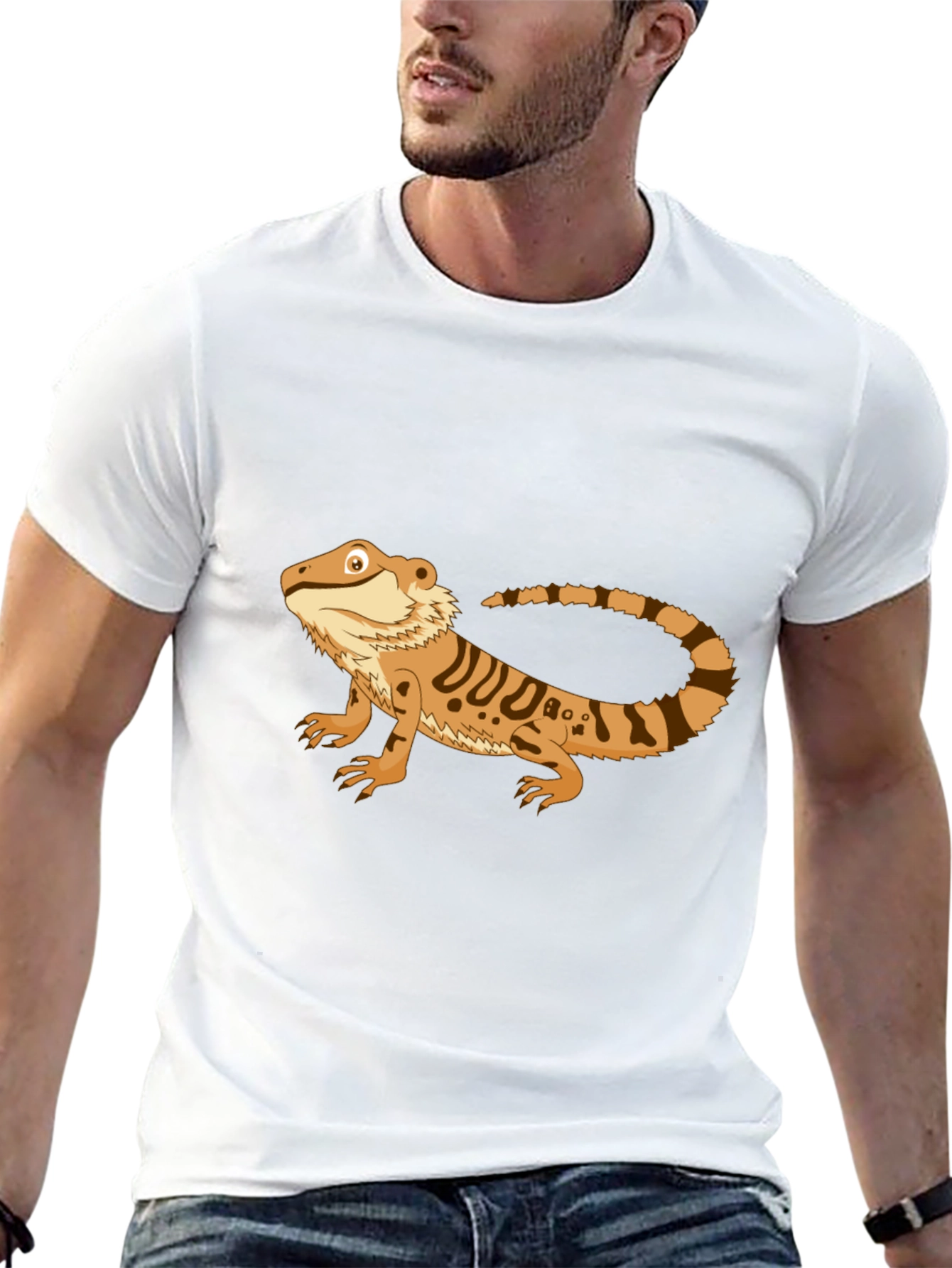 Black Bearded Dragon Graphic Tee - Men's Black T-Shirt view 13