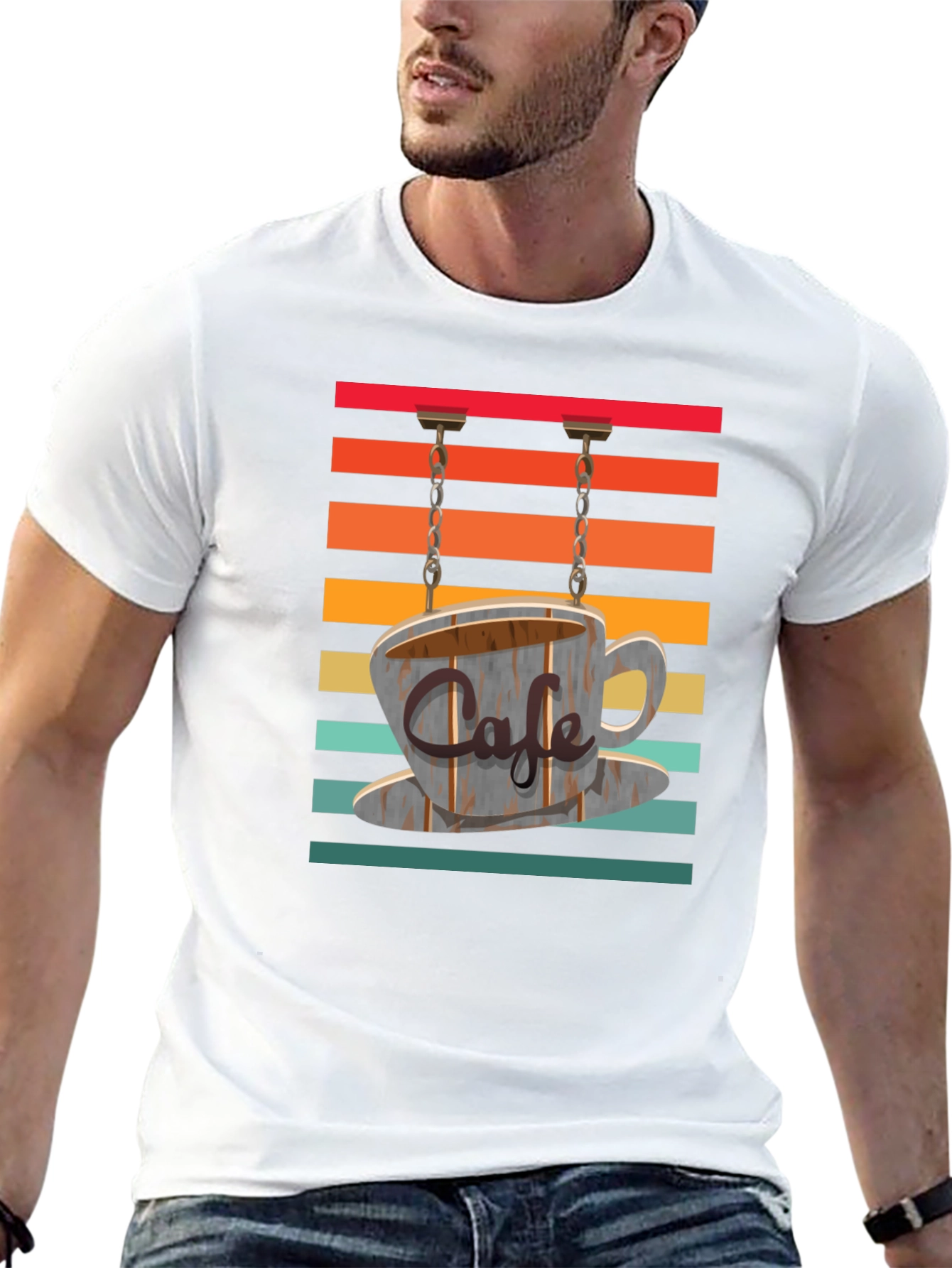Black Cafe Sign Graphic Tee - Retro Coffee Lover's T-Shirt view 13