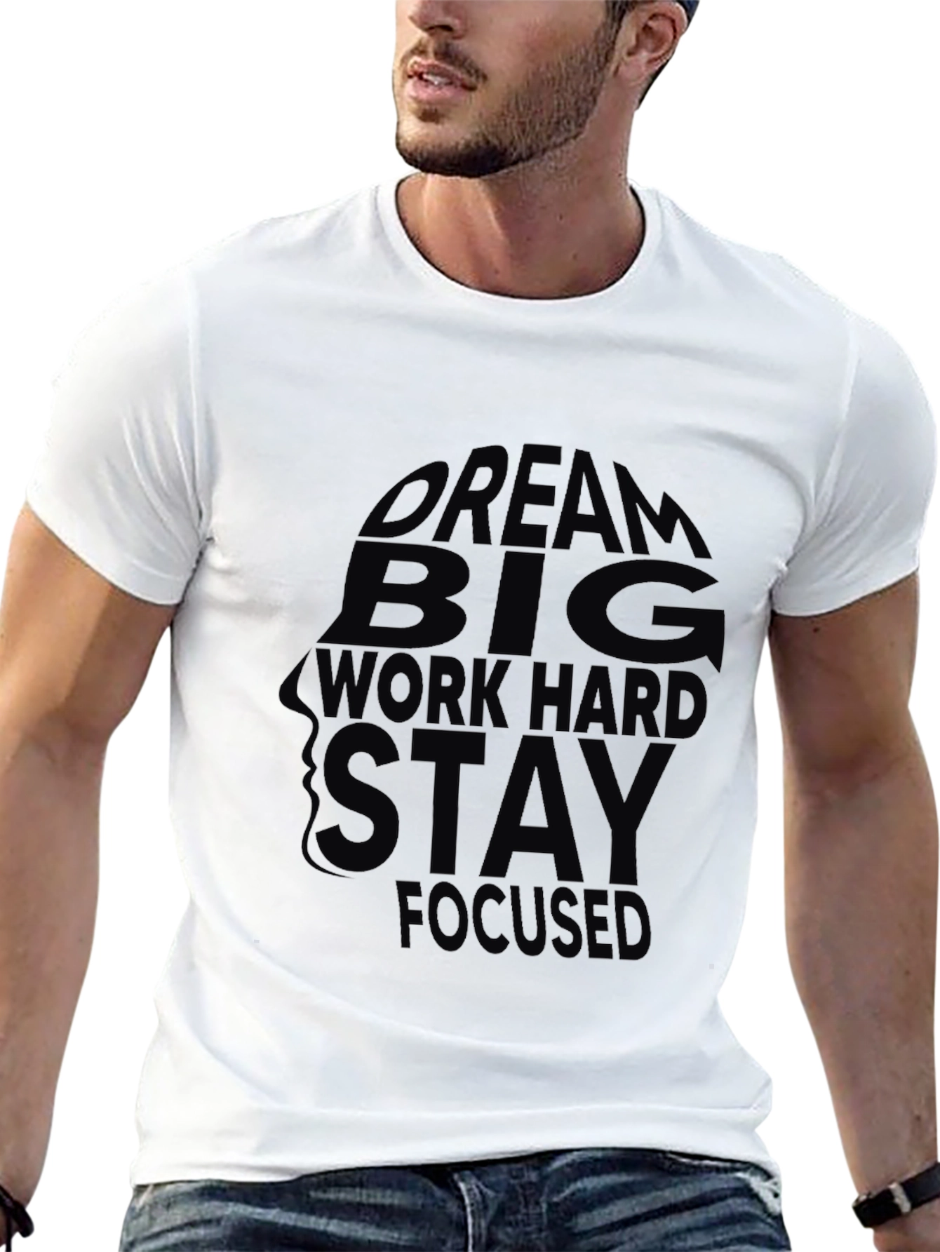 Black Motivational T-Shirt - Dream Big, Work Hard, Stay Focused view 13