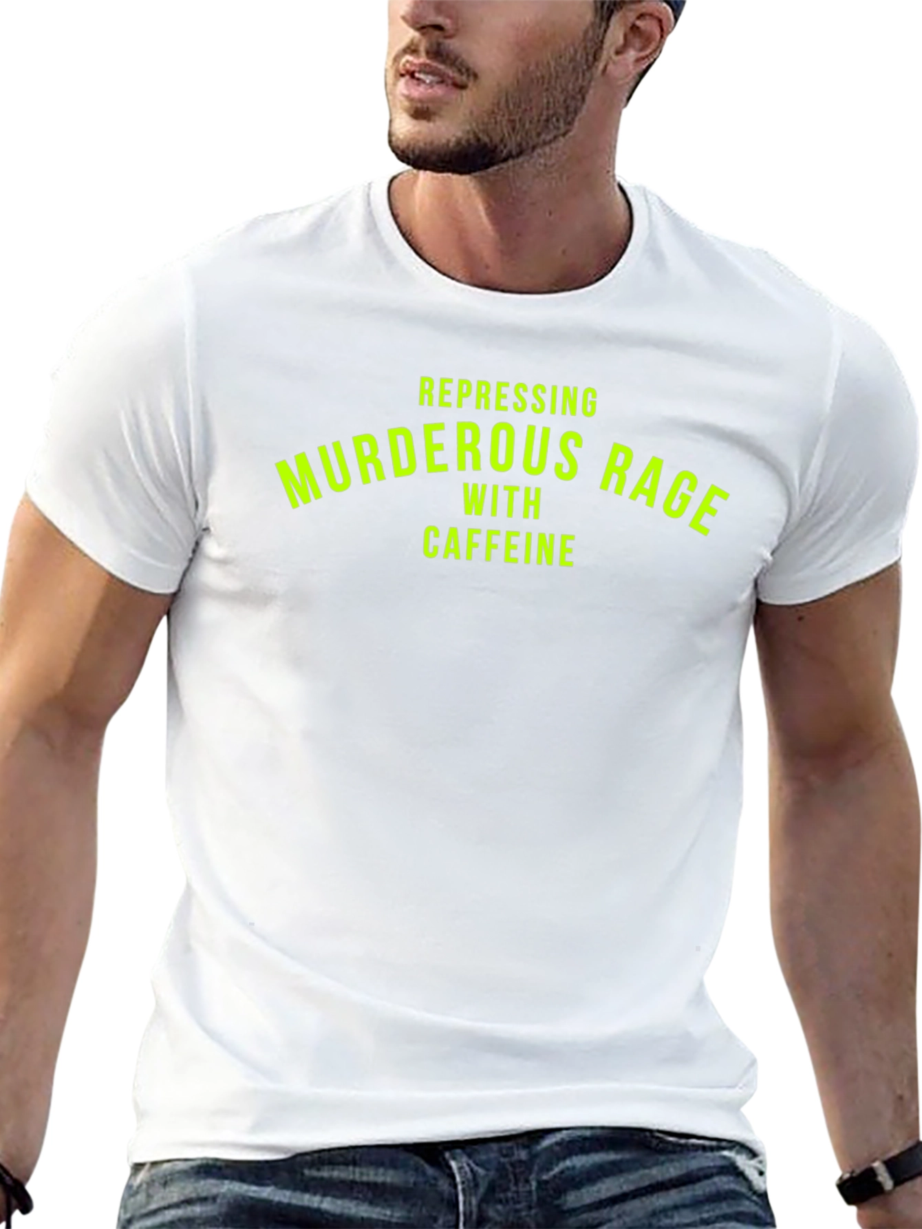 Black Repressing Murderous Rage Tee - Funny Caffeine T-Shirt view 13