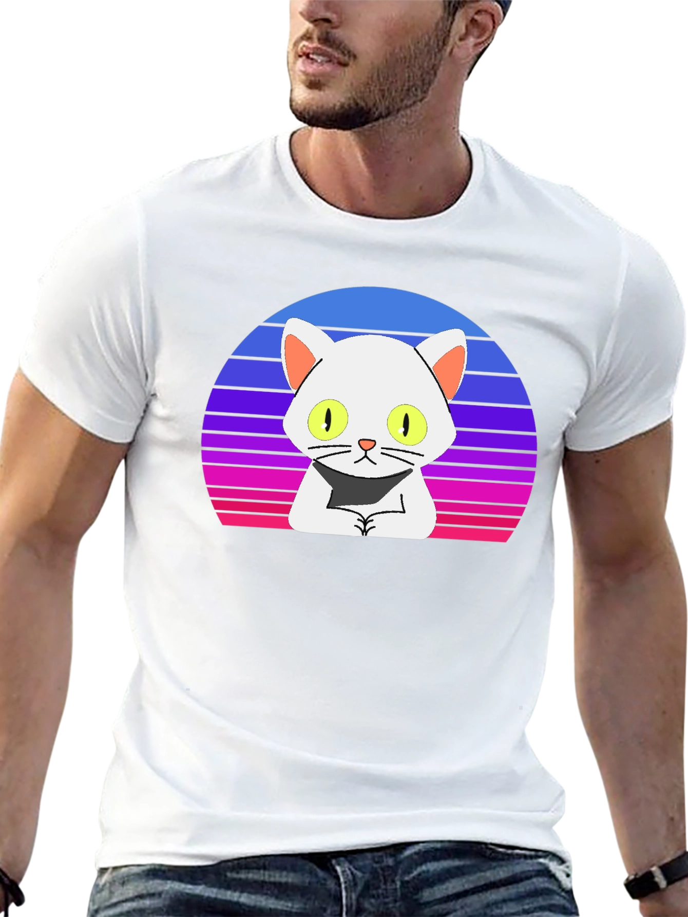 Black Retro Cat T-Shirt - Cool Cartoon Design view 13