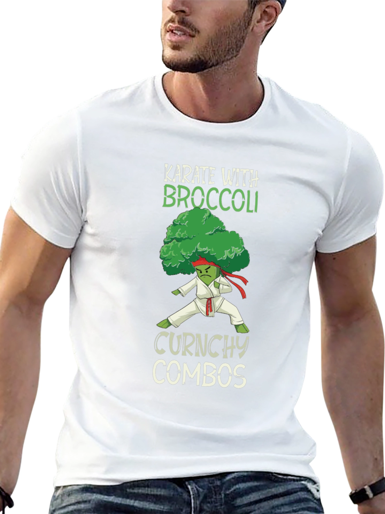 Black Karate Broccoli Funny T-Shirt view 13