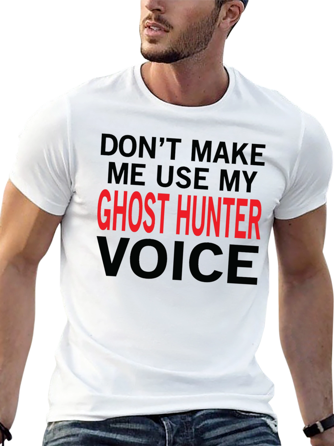 Black Ghost Hunter Voice T-Shirt - Funny Graphic Tee view 13